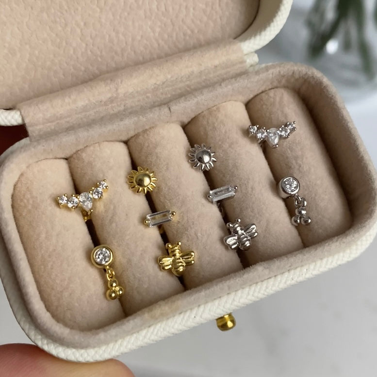 925 Gümüş 5 Taşlı Piercing (tek adet)