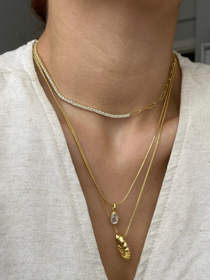 925 Gümüş Yarım Su Yolu Kolye