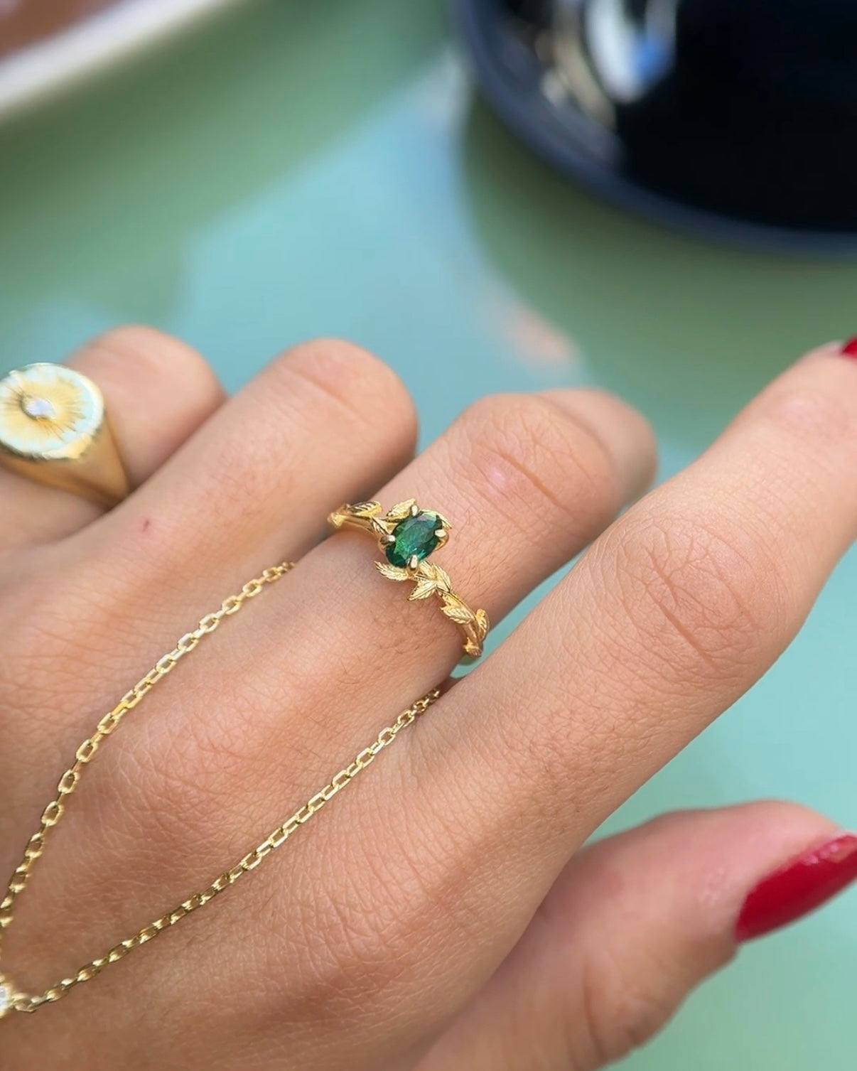 925 | Daphne Yeşil Yaprak Yüzük