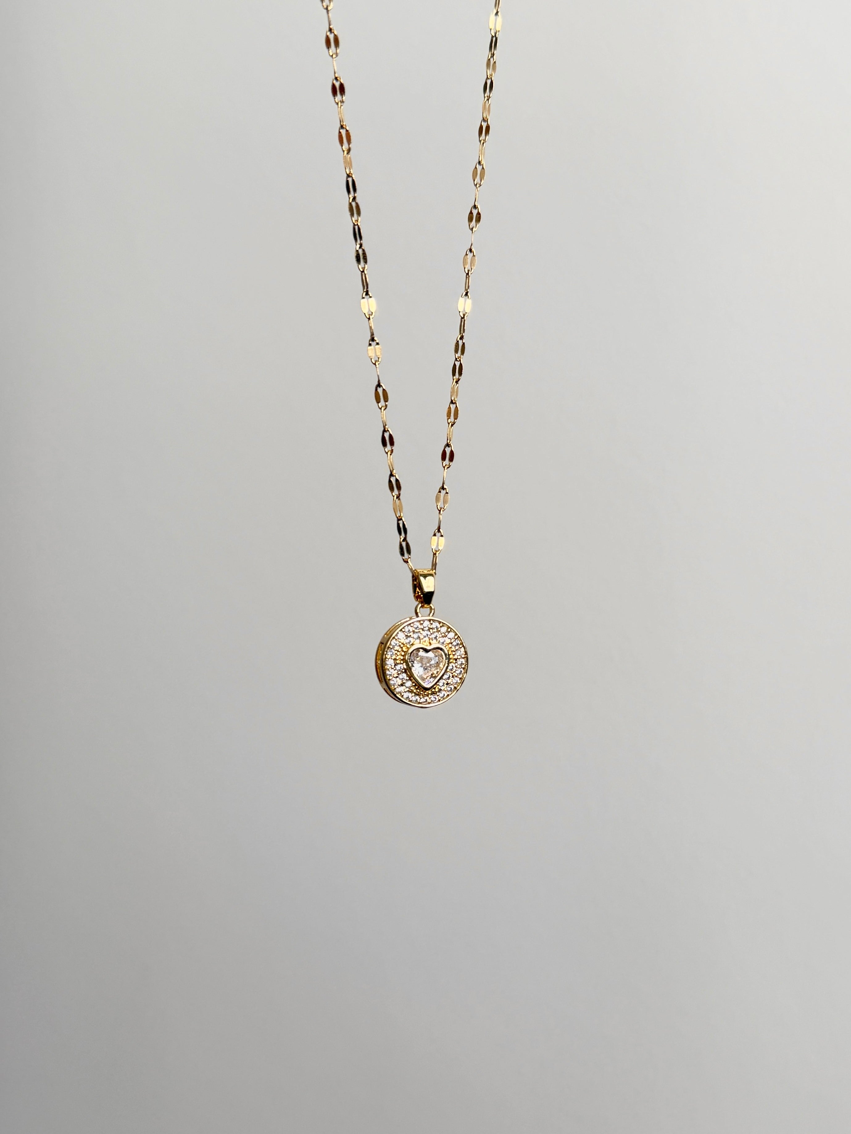 Çelik Taşlı Kalp Kolye