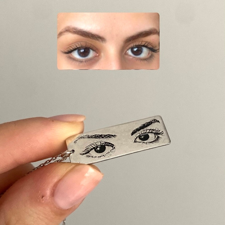 925 Gümüş Kişiye Özel Göz Çizim Kolye