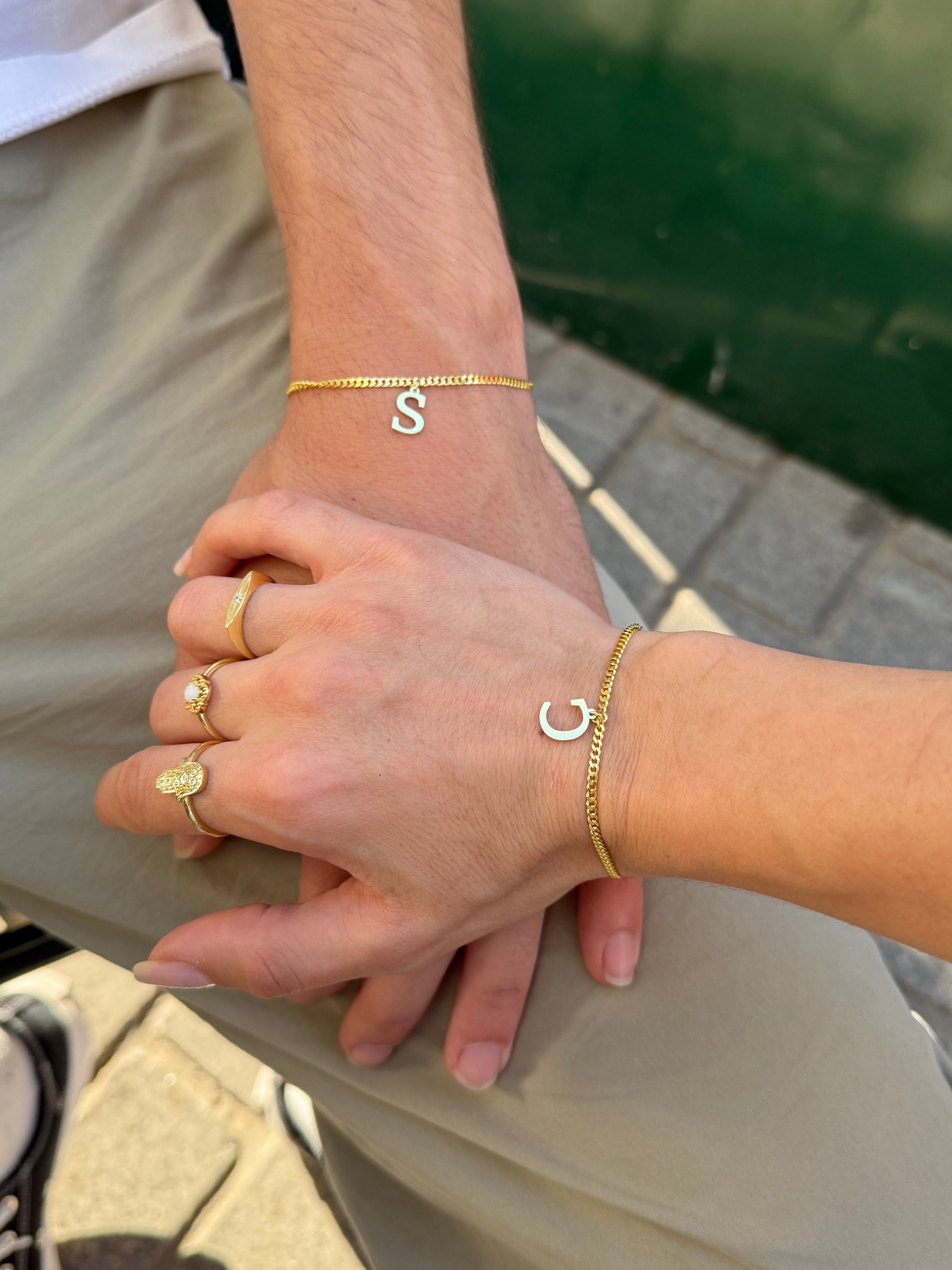 925 Gümüş Harfli Çift Bileklik