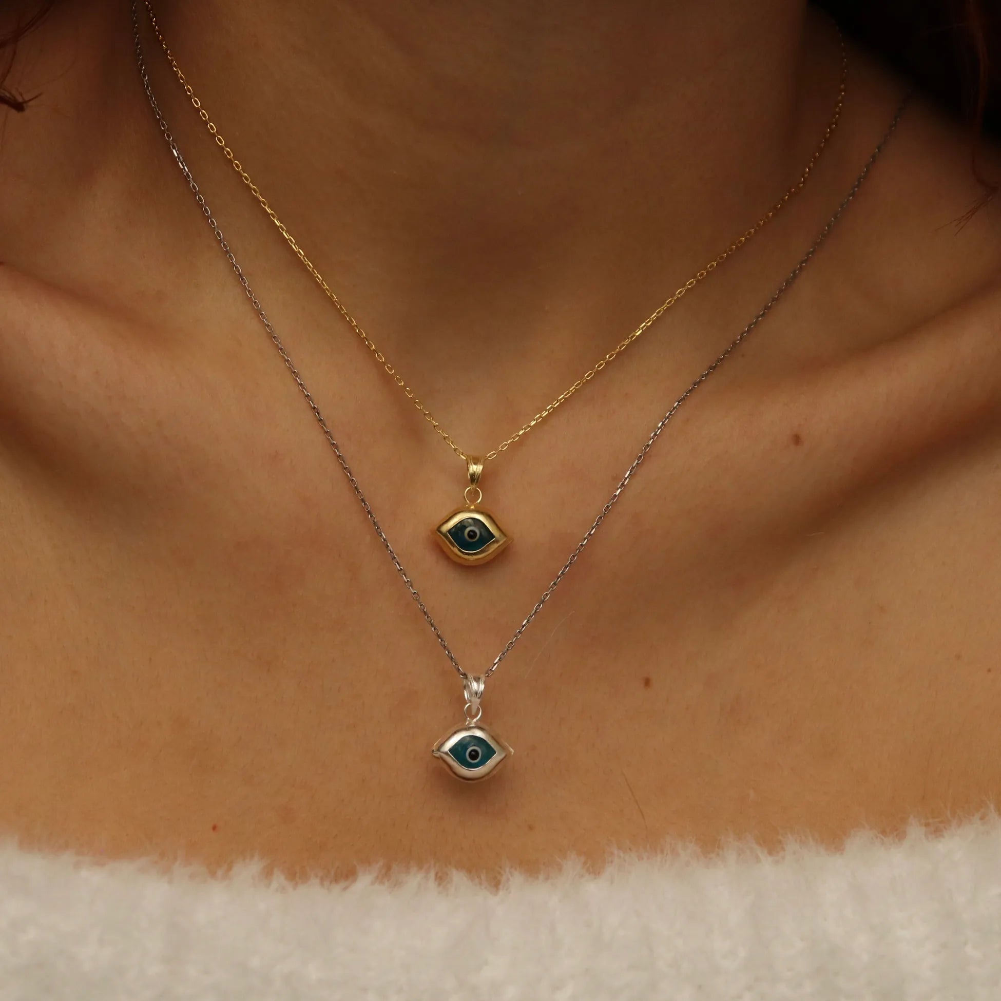 925 Ayar Gümüş | Badem Nazar Kolye