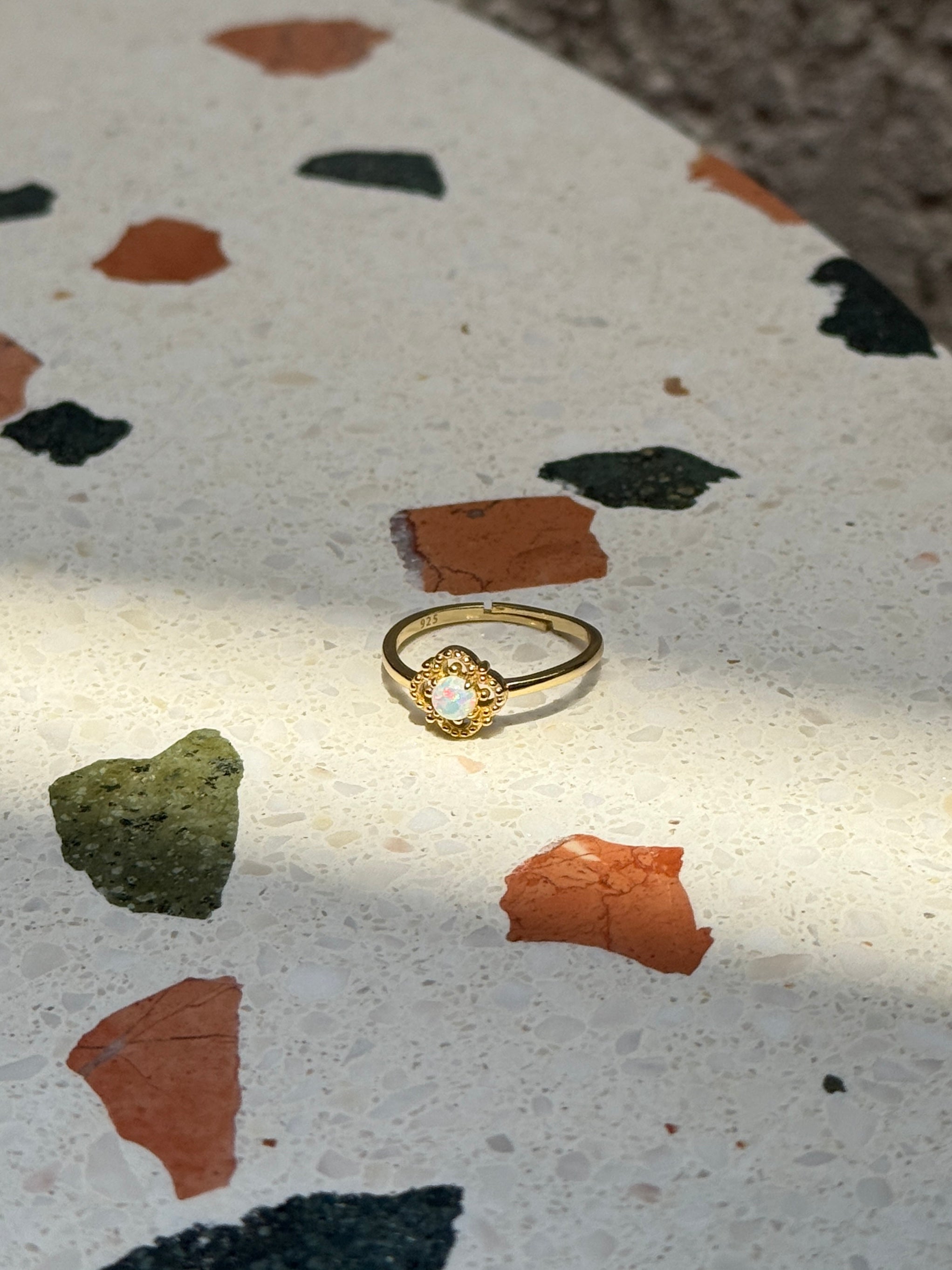 925 Gümüş Opal Çiçek Yüzük