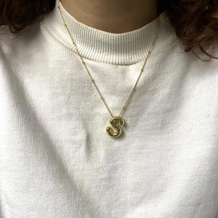 925 Ayar Gümüş | Balon Harf Kolye