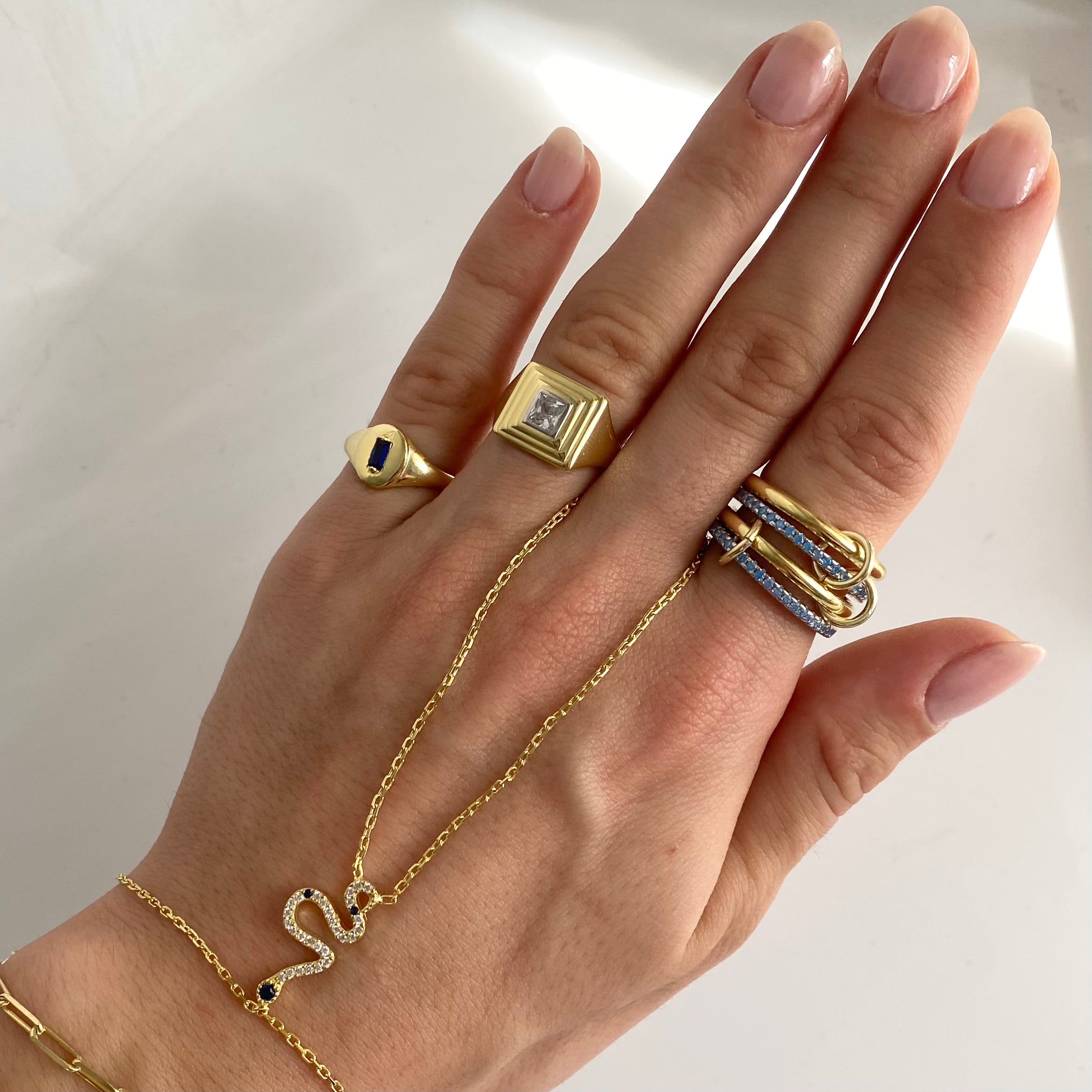 925 Gümüş Kare Motifli Serçe Parmak Yüzüğü