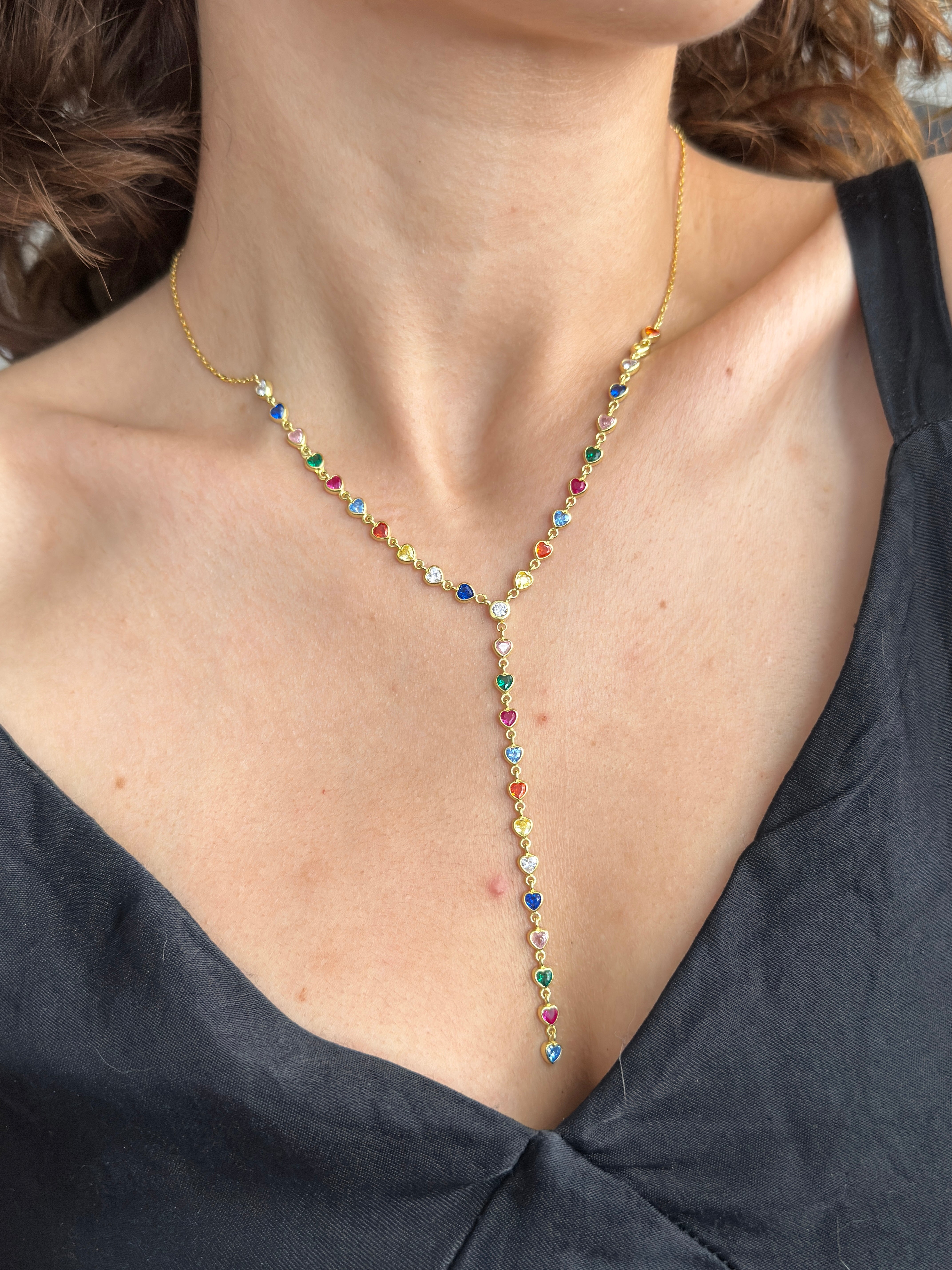 925 Gümüş Renkli Kalp Y Kolye