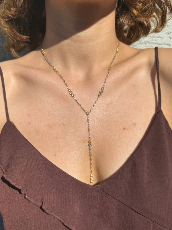 925 Gümüş Mix Bezel Y Kolye