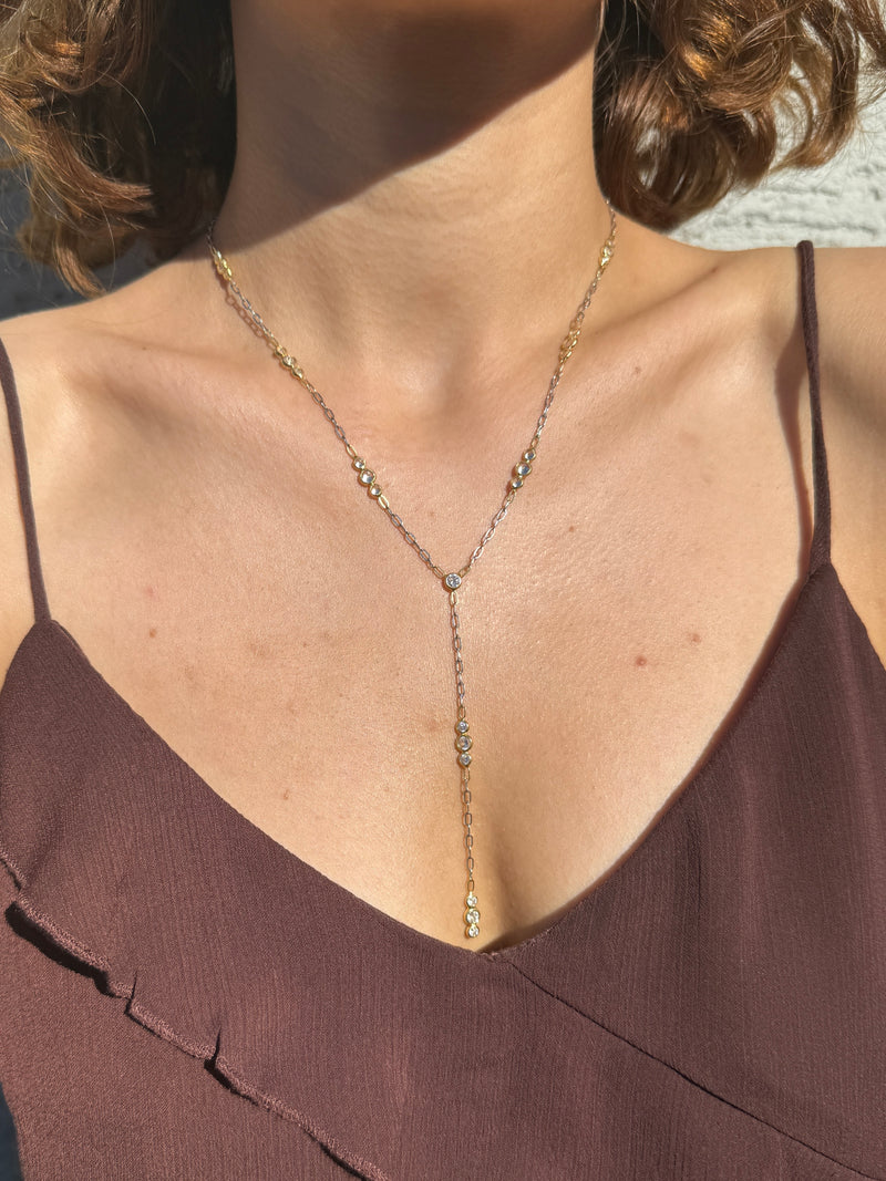 925 Gümüş Mix Bezel Y Kolye