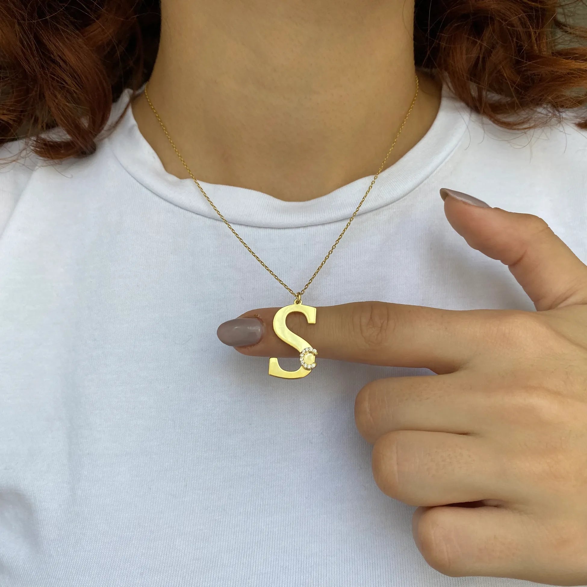 925 Ayar Gümüş | İkili Taşlı & Düz Harf Kolye