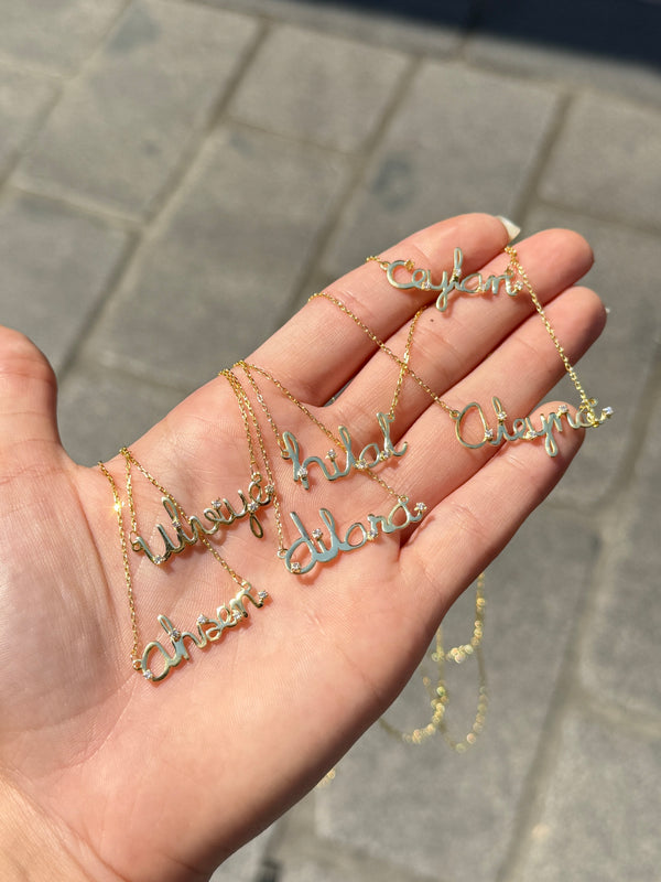 925 Gümüş Tasarım Taşlı İsim Kolye