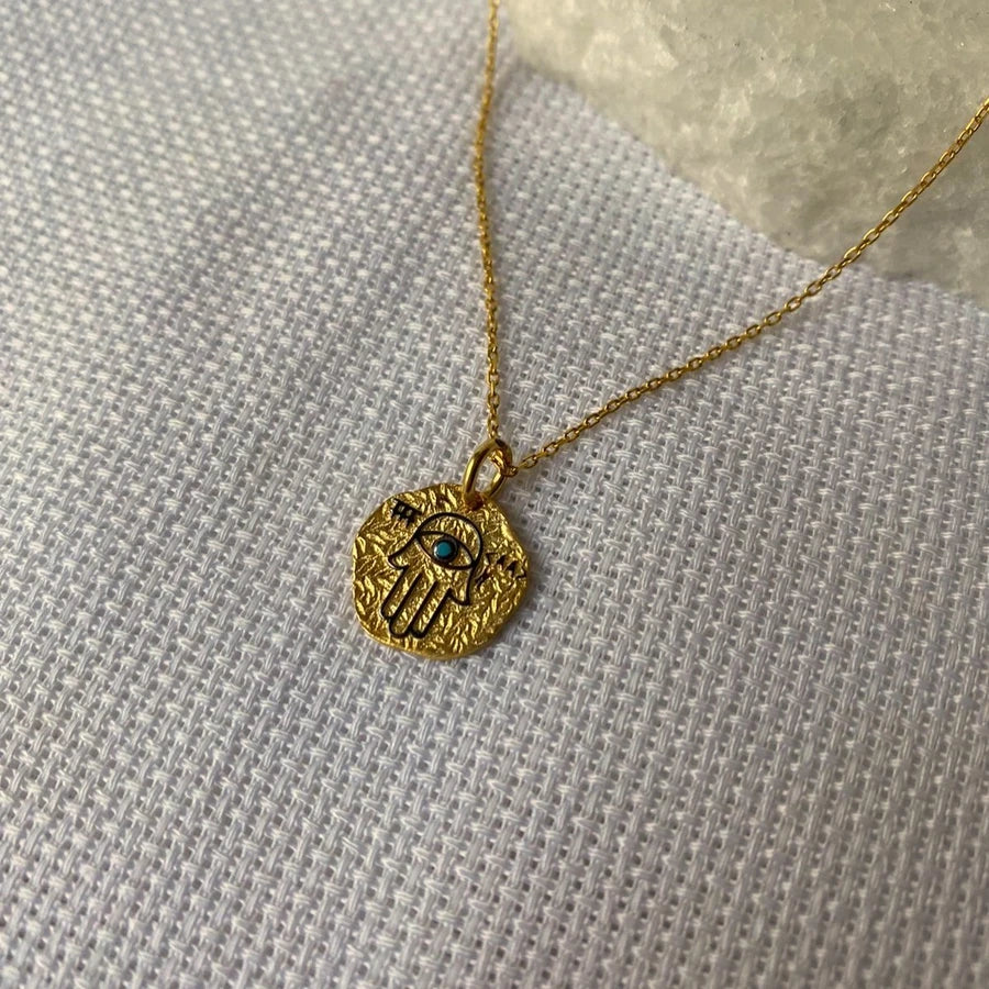 925 Ayar Gümüş | Etnik Fatma Ana Eli Plaka Kolye