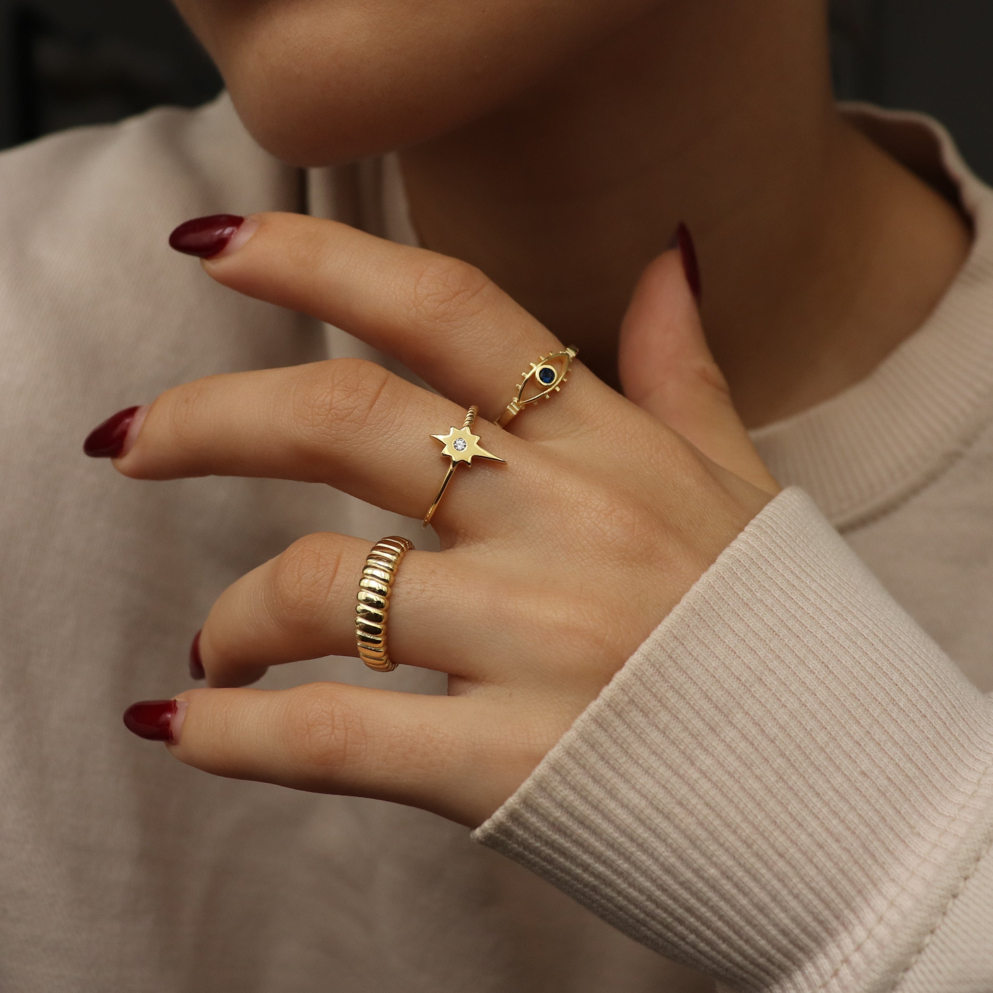 925 Ayar Gümüş | Burgulu Kutup Yıldız Yüzük