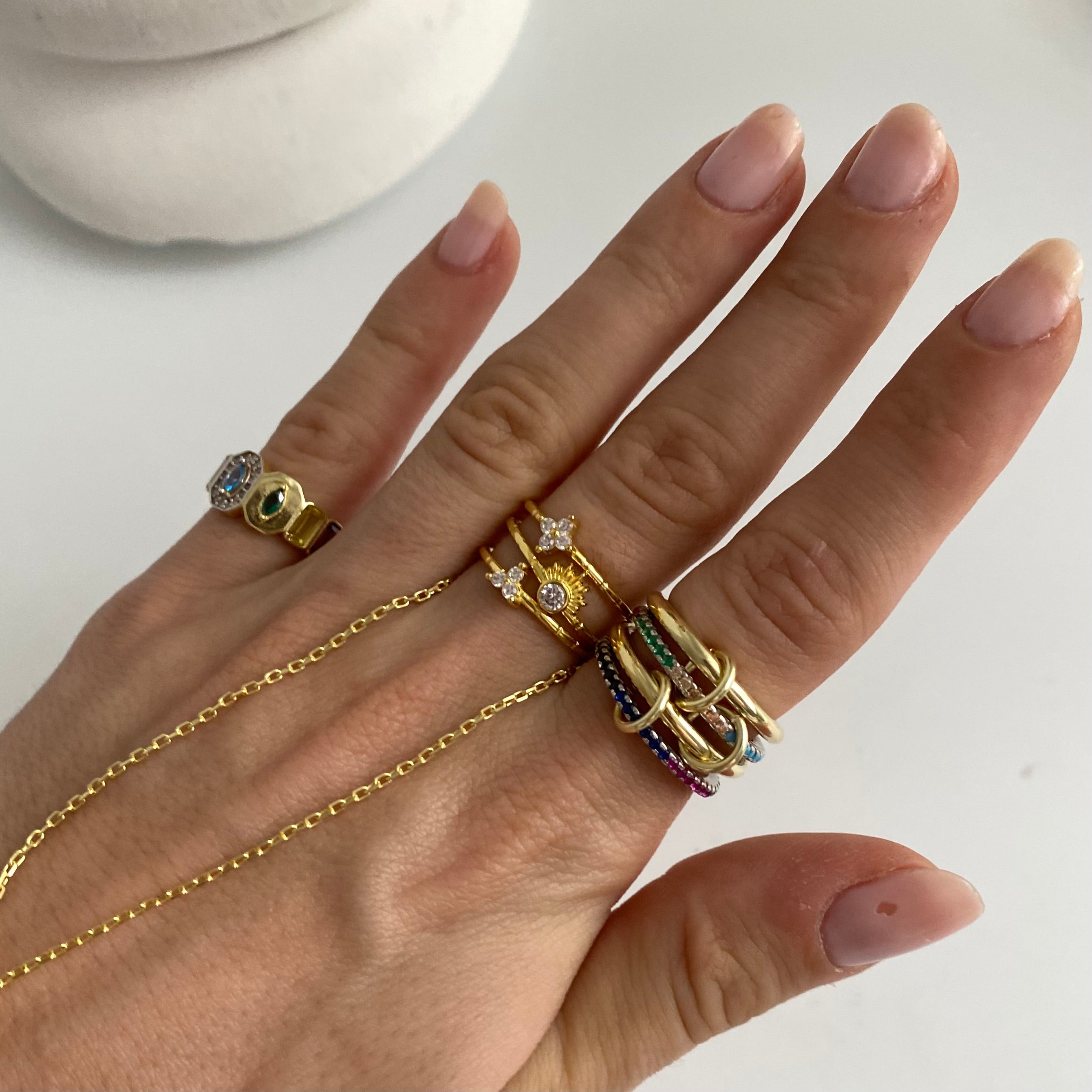 925 Gümüş Minimal Taşlı Yüzük (tek adet)