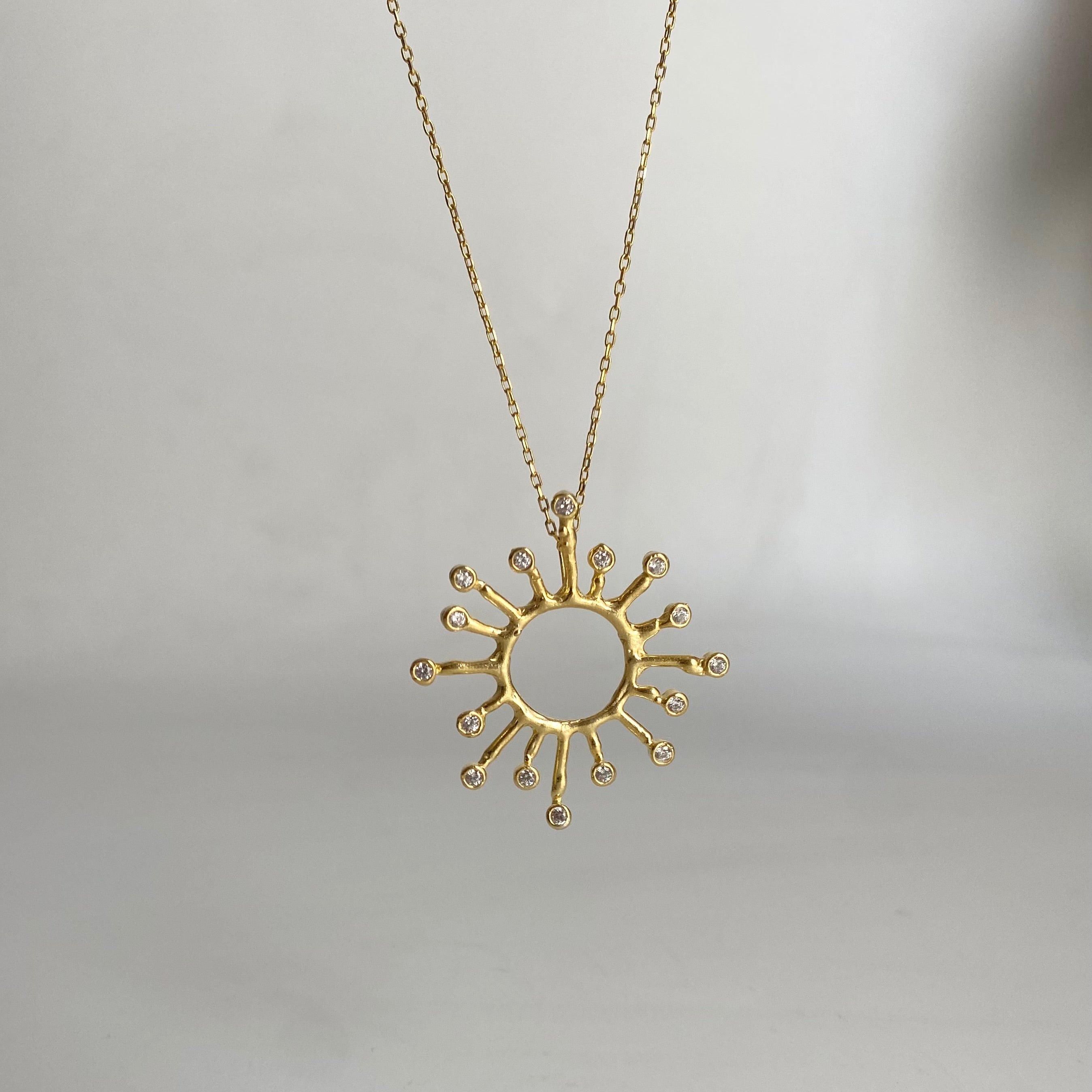 925 Gümüş Maxi Taşlı Güneş Kolye