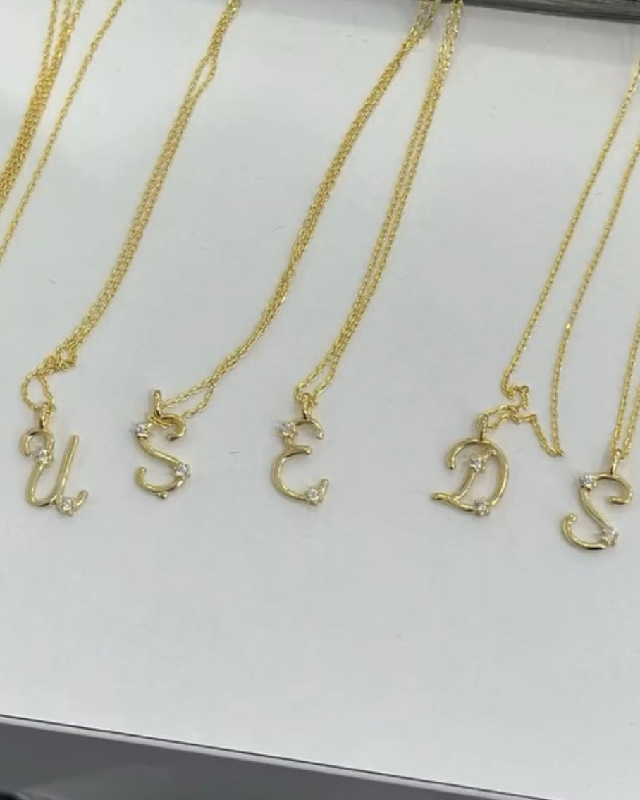 925 | Mini Taş Tasarım Harf Kolye