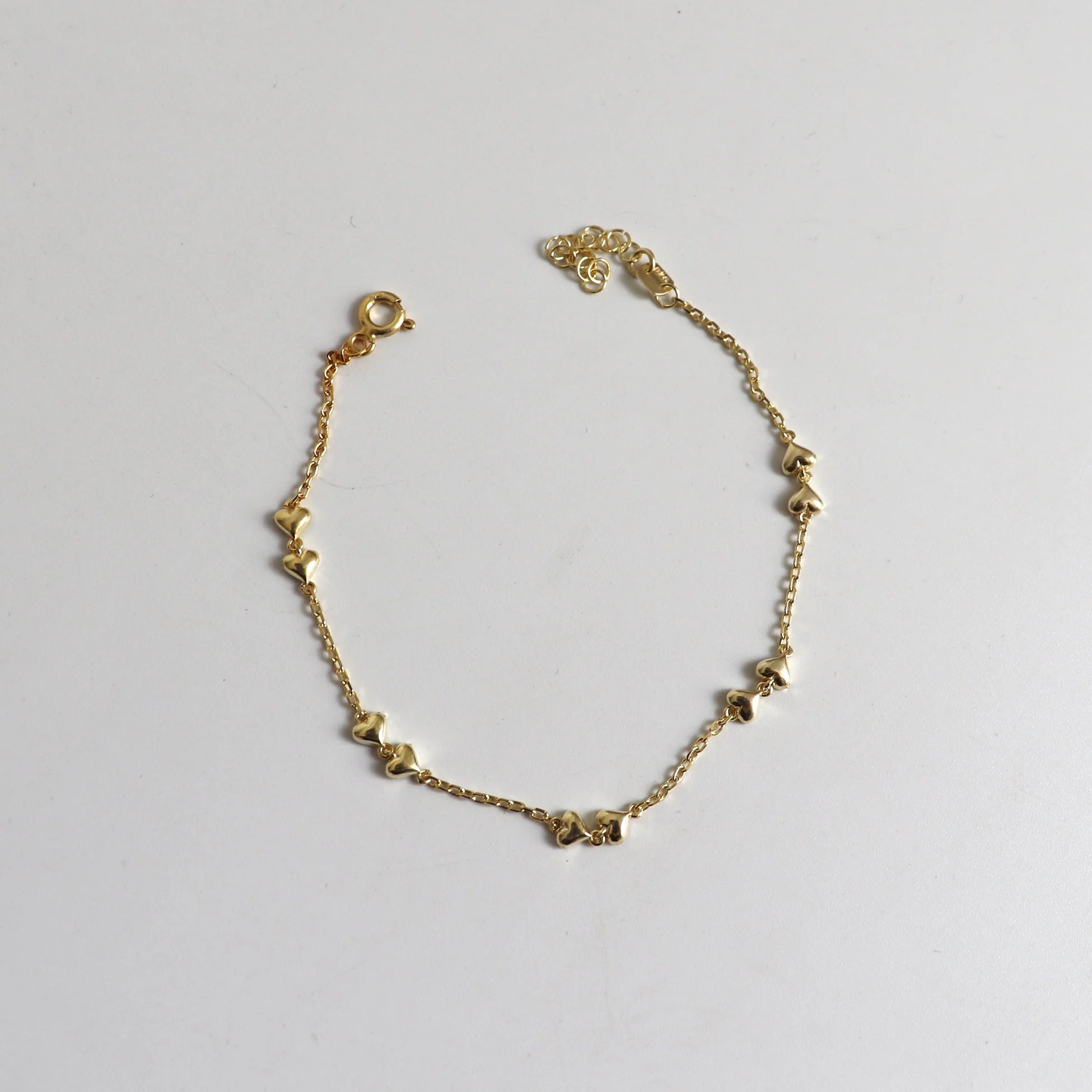 925 Ayar Gümüş Minik Sıralı Kalp Bileklik