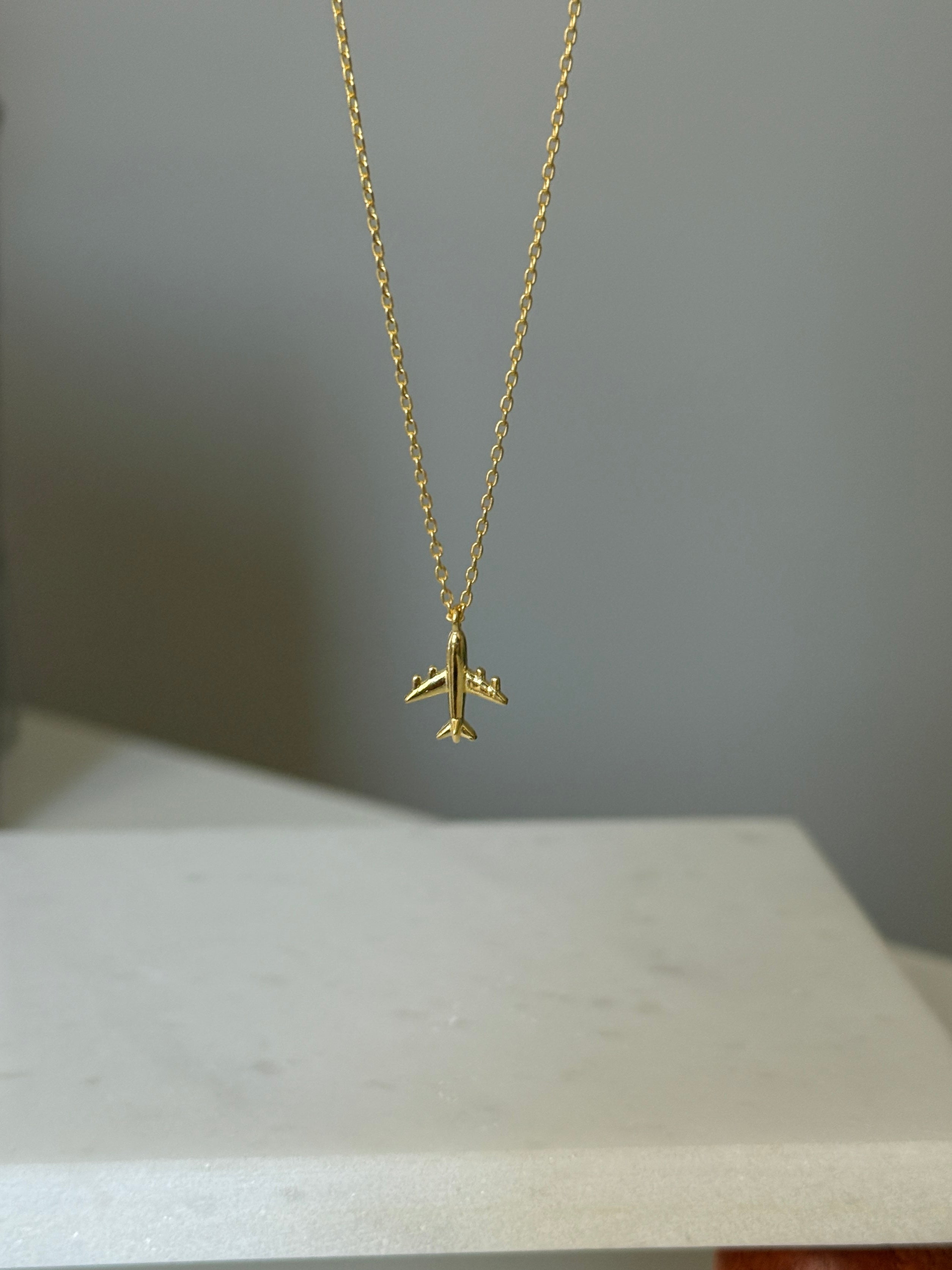 925 Gümüş Mini Uçak Kolye