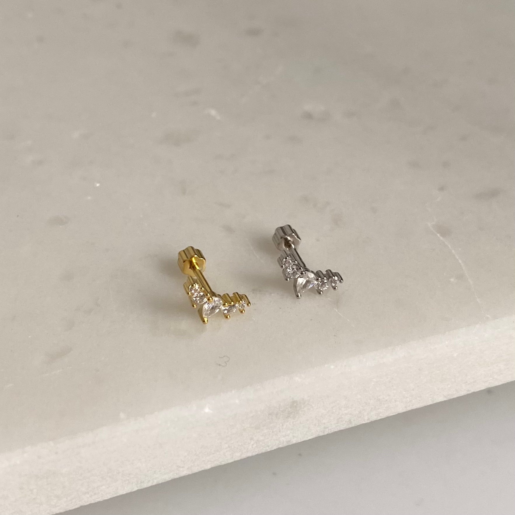 925 Gümüş 5 Taşlı Piercing (tek adet)