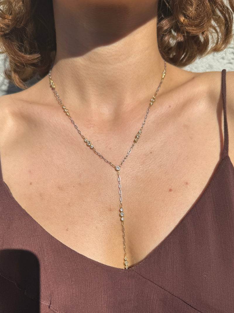 925 Gümüş Mix Bezel Y Kolye