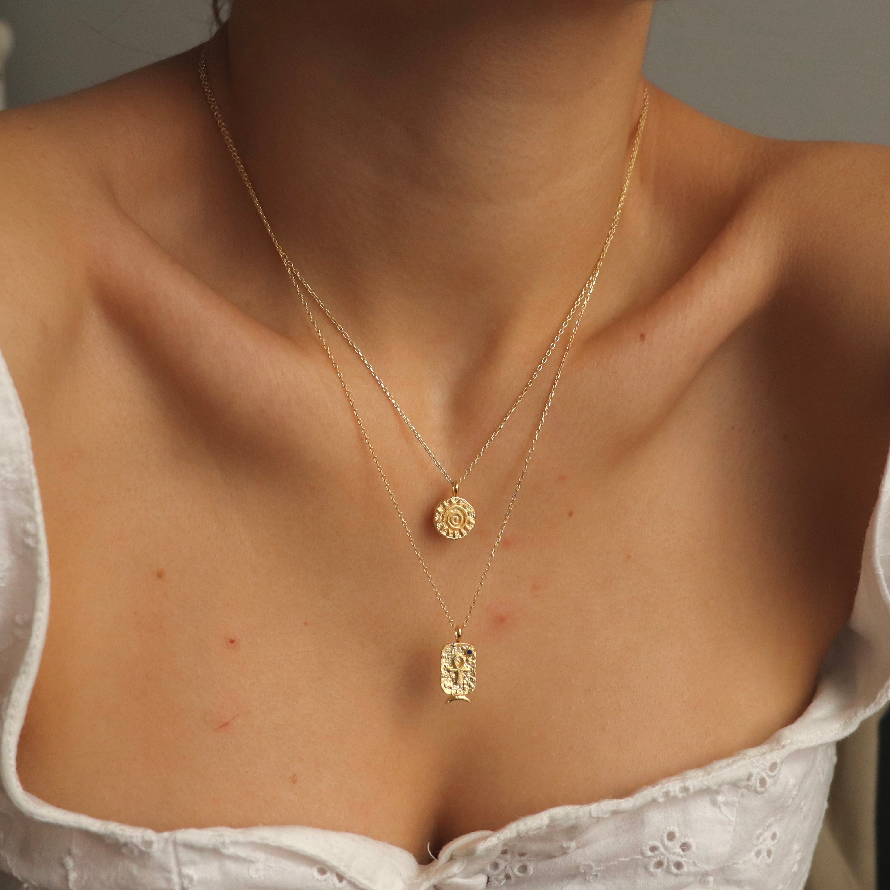 925 Gümüş Mini Yuvarlak Güneş Kolye