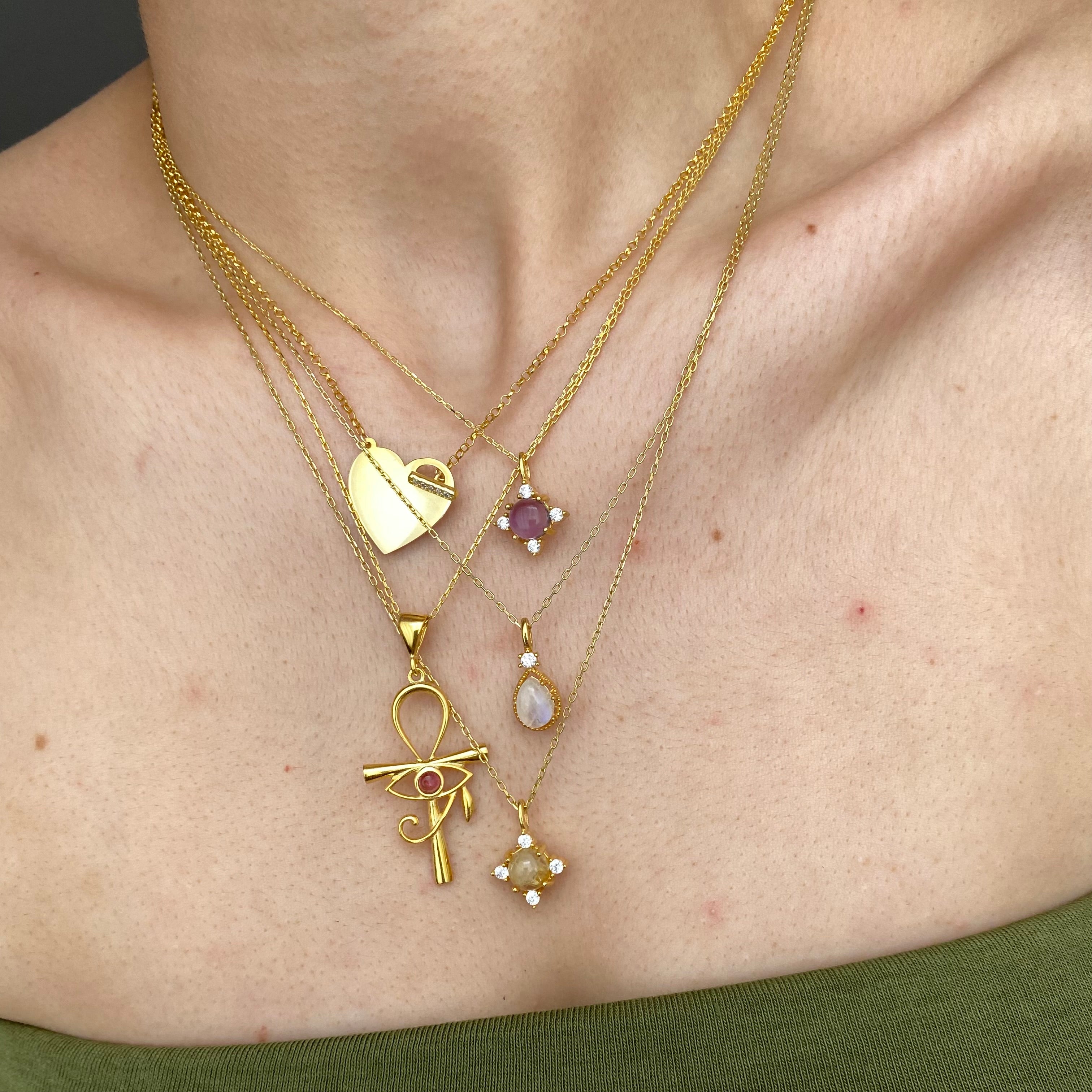 925 Gümüş Ankh & Ra Turmalin Koley