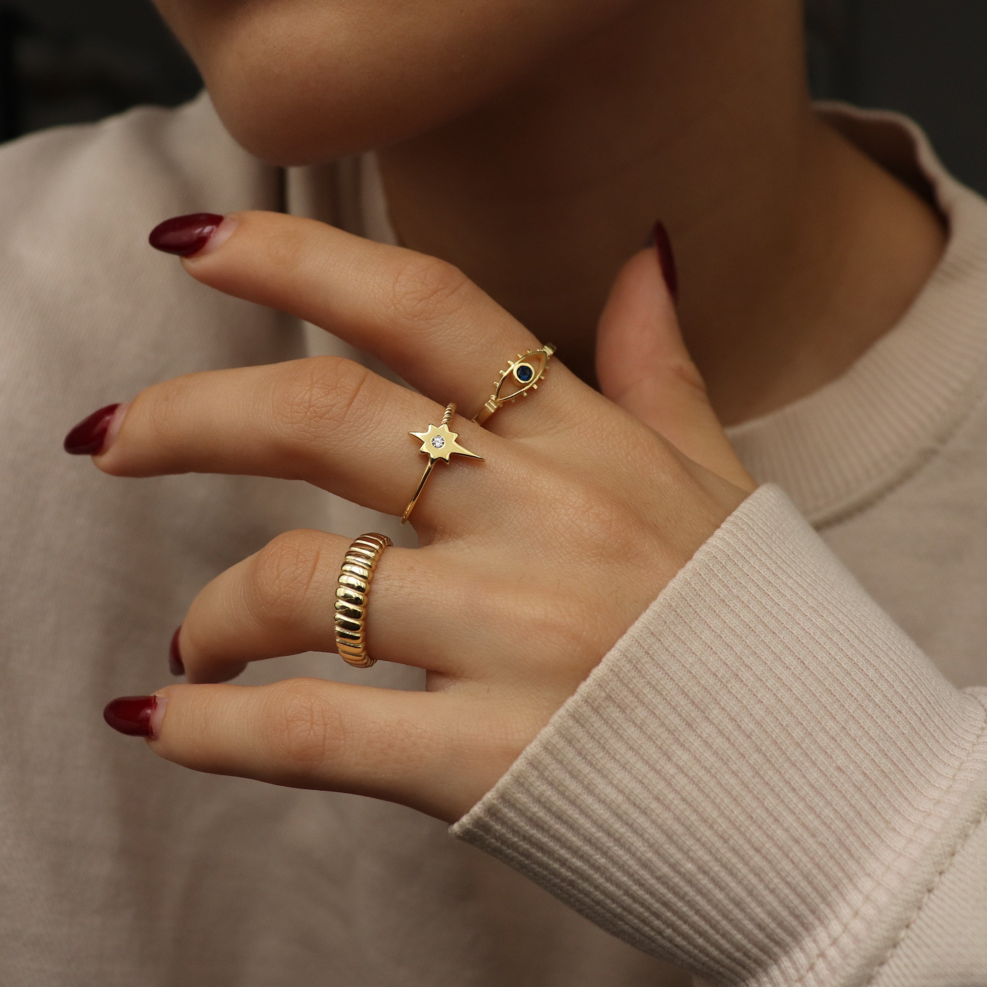 925 Ayar Gümüş | Mavi Taşlı Göz Yüzük