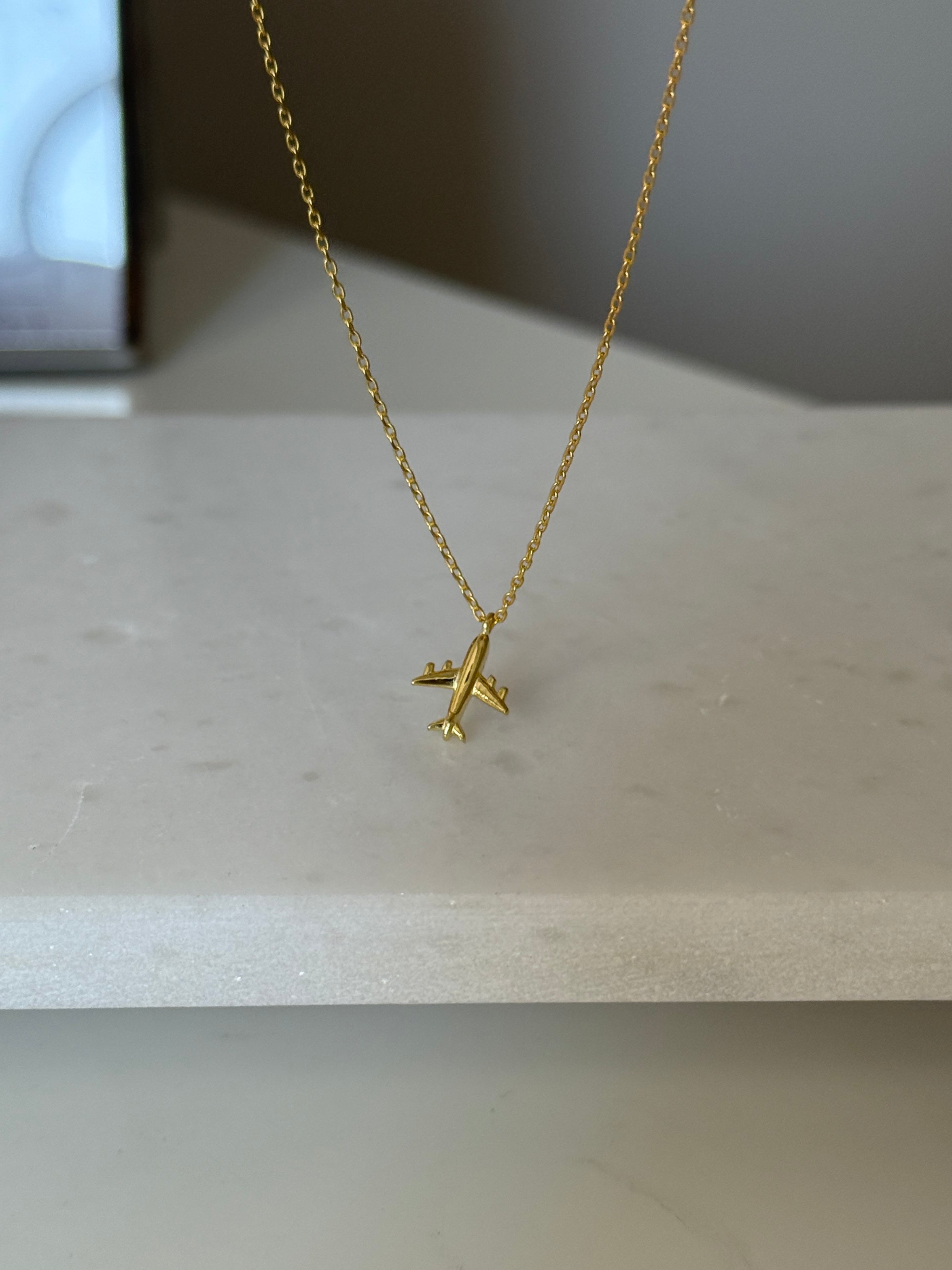 925 Gümüş Mini Uçak Kolye