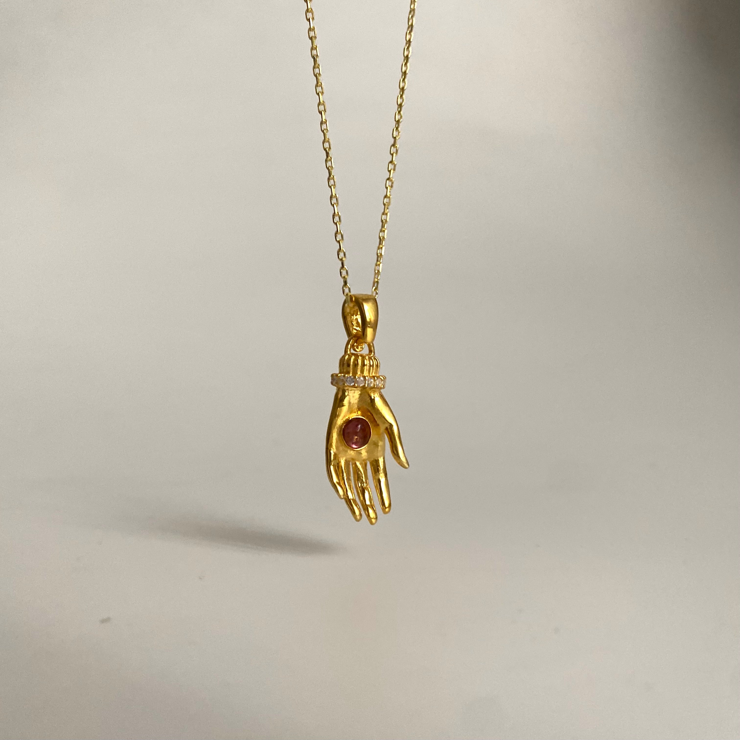 925 Gümüş Turmalin Taş El Kolye