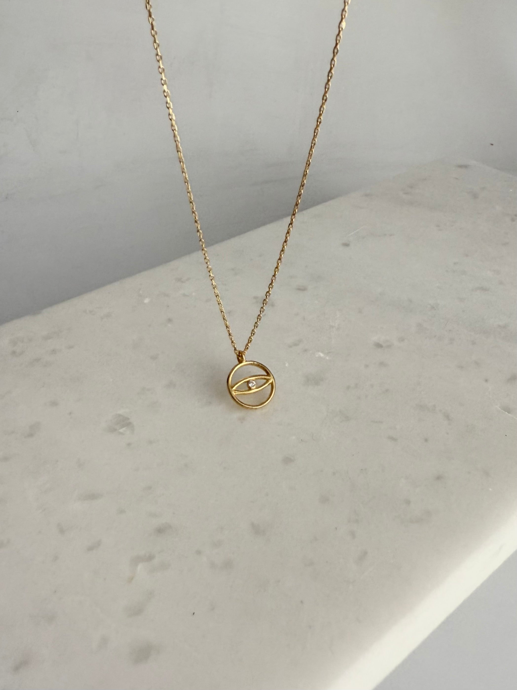 925 Ayar Gümüş Mini Taş Detay Göz Kolye