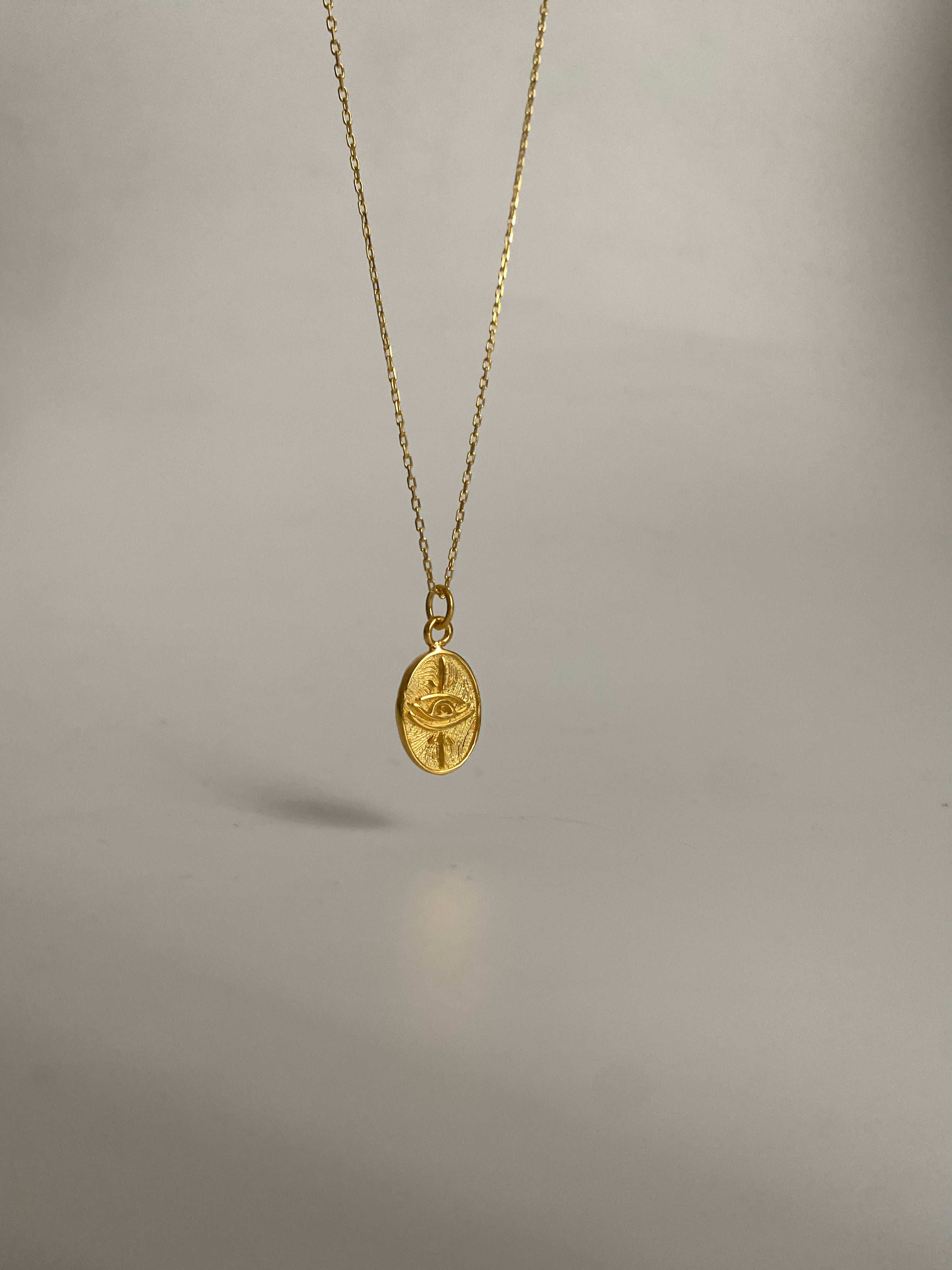 925 Gümüş Göz Motif Plaka Kolye