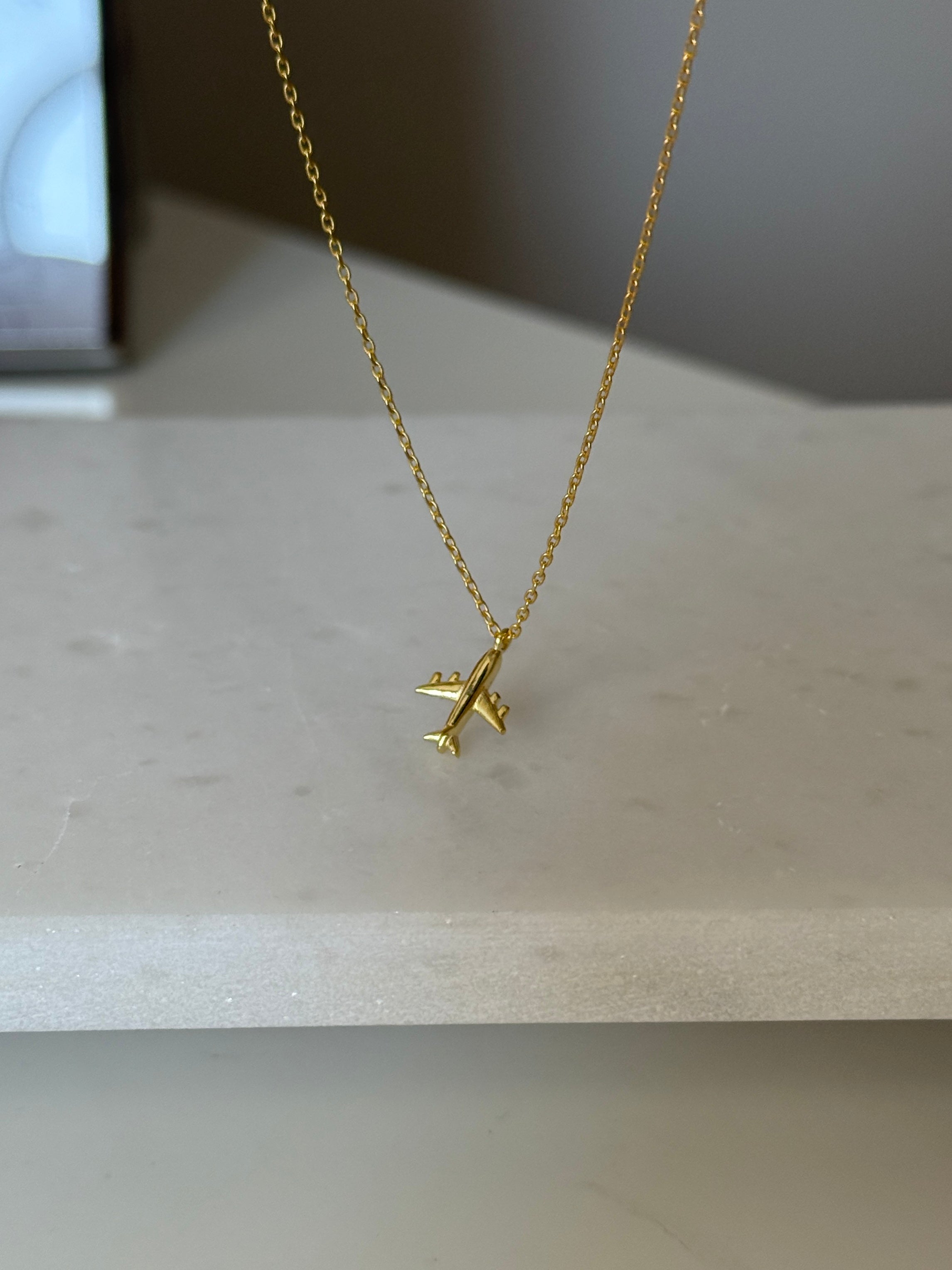 925 Gümüş Mini Uçak Kolye