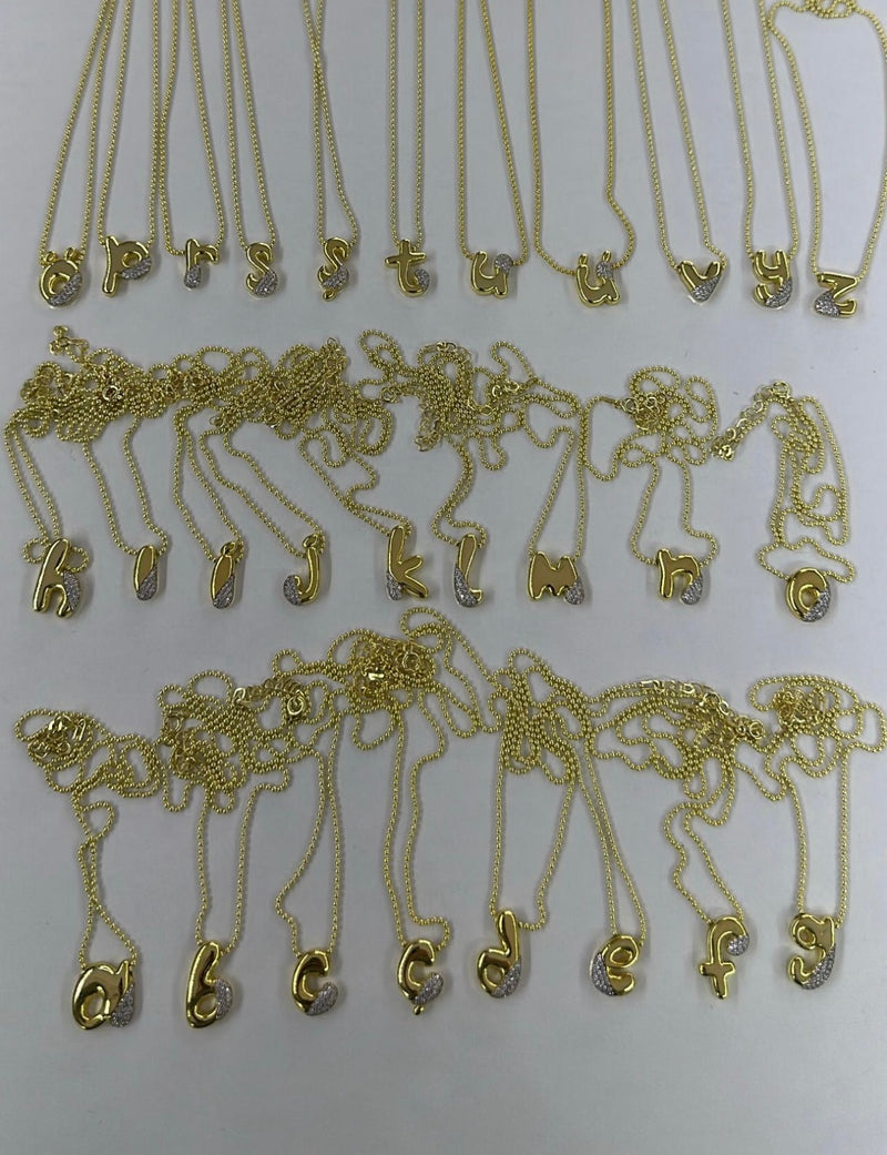925 Ayar Gümüş Bubble Mix Harf Kolye