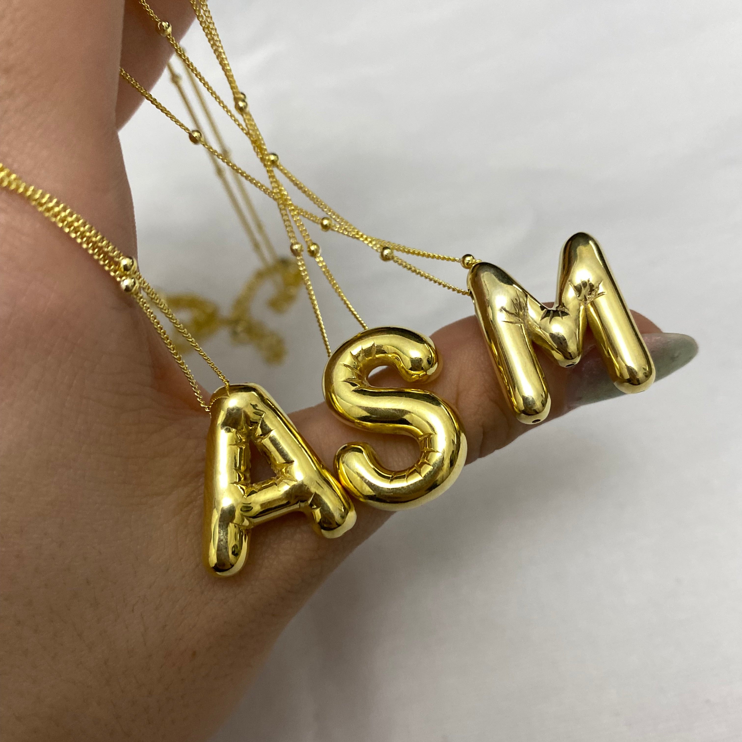 925 Ayar Gümüş | Balon Harf Kolye