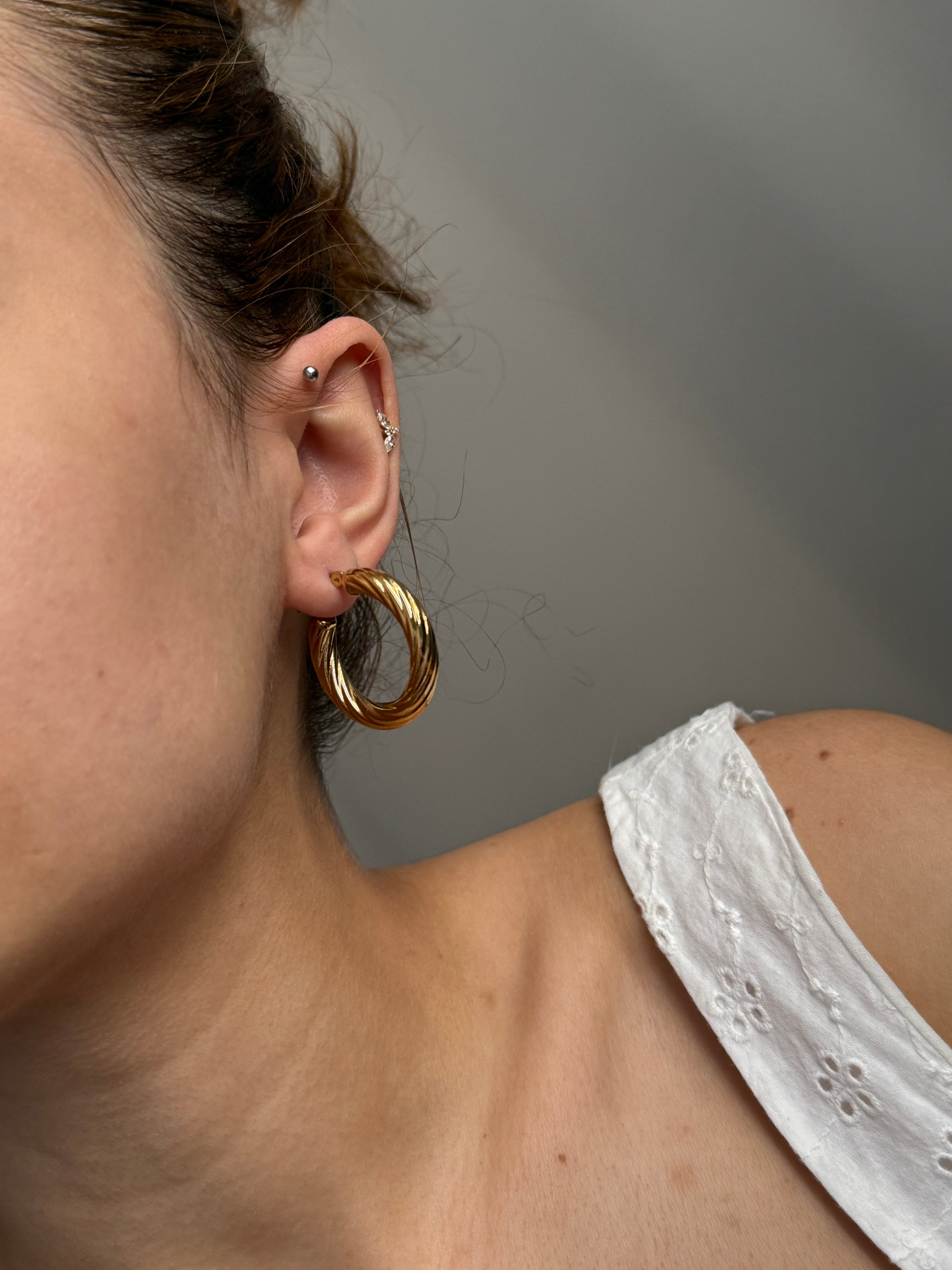 Çelik Burgu Halka Küpe