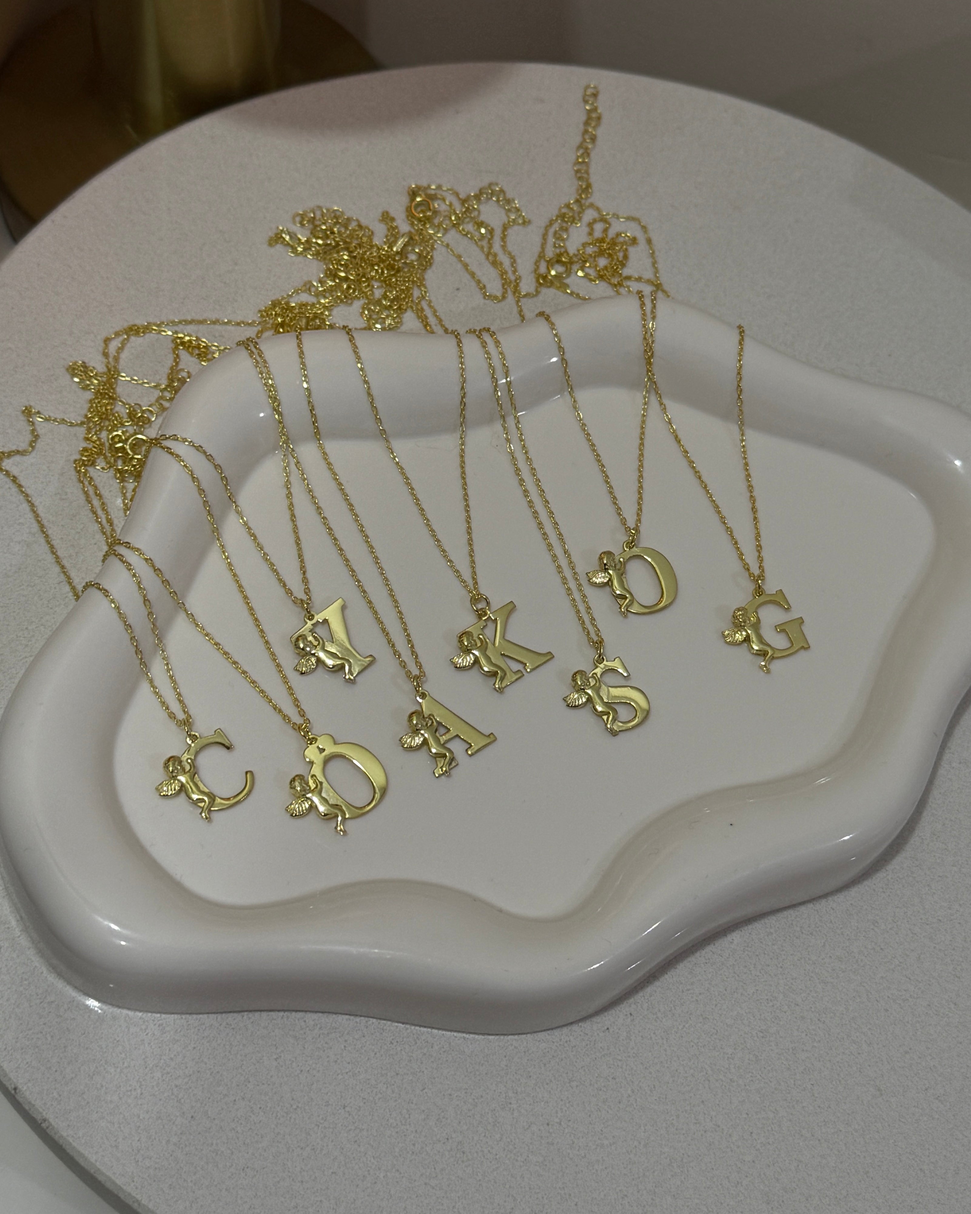 925 Ayar Gümüş Melek Harf Kolye