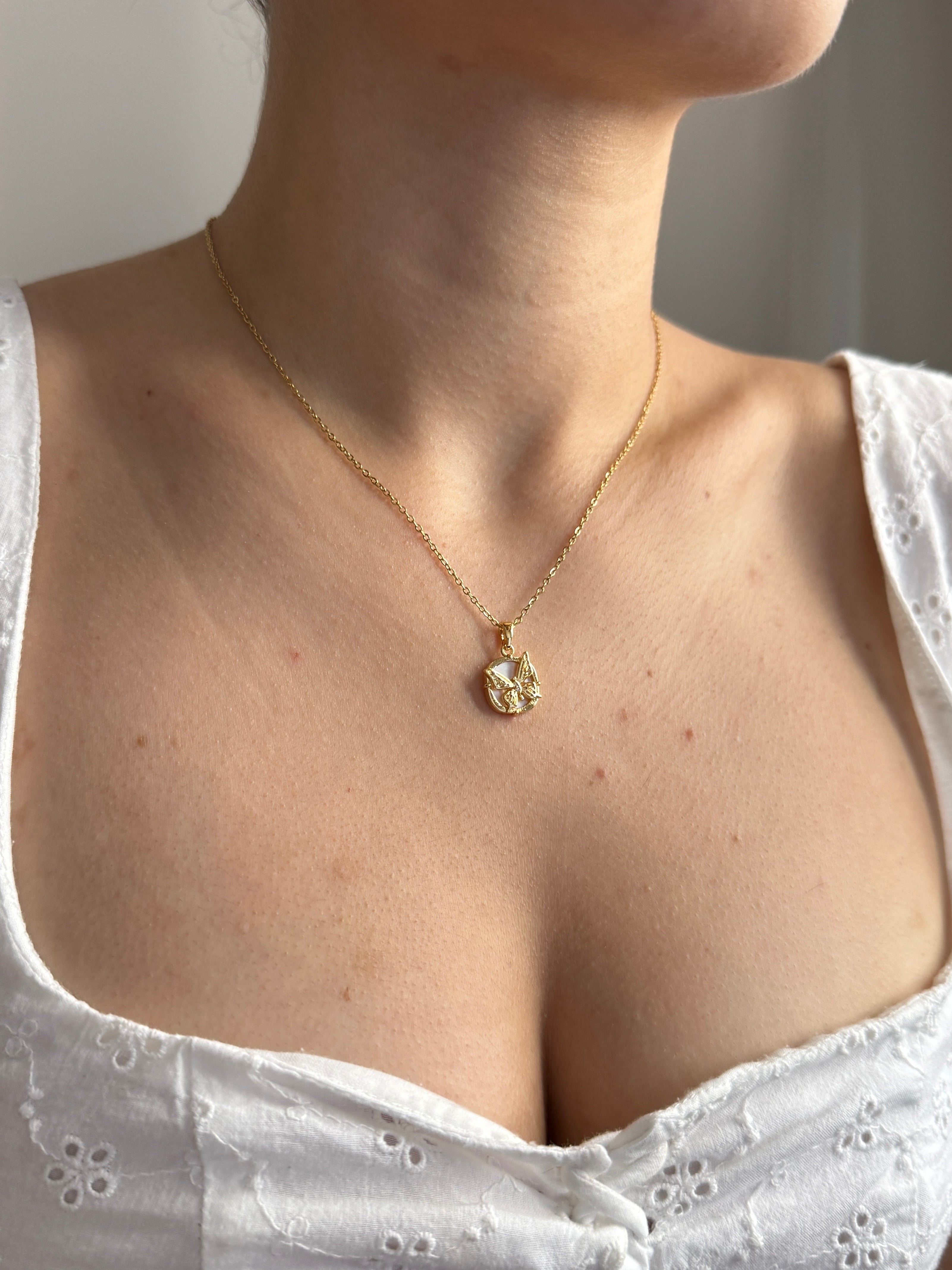 Çelik Mini Kelebek Kolye