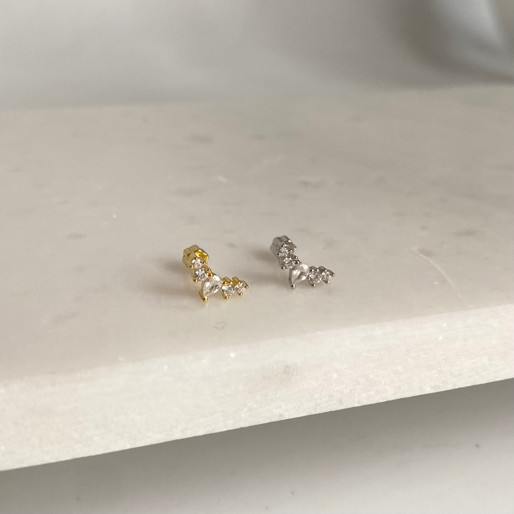 925 Gümüş 5 Taşlı Piercing (tek adet)