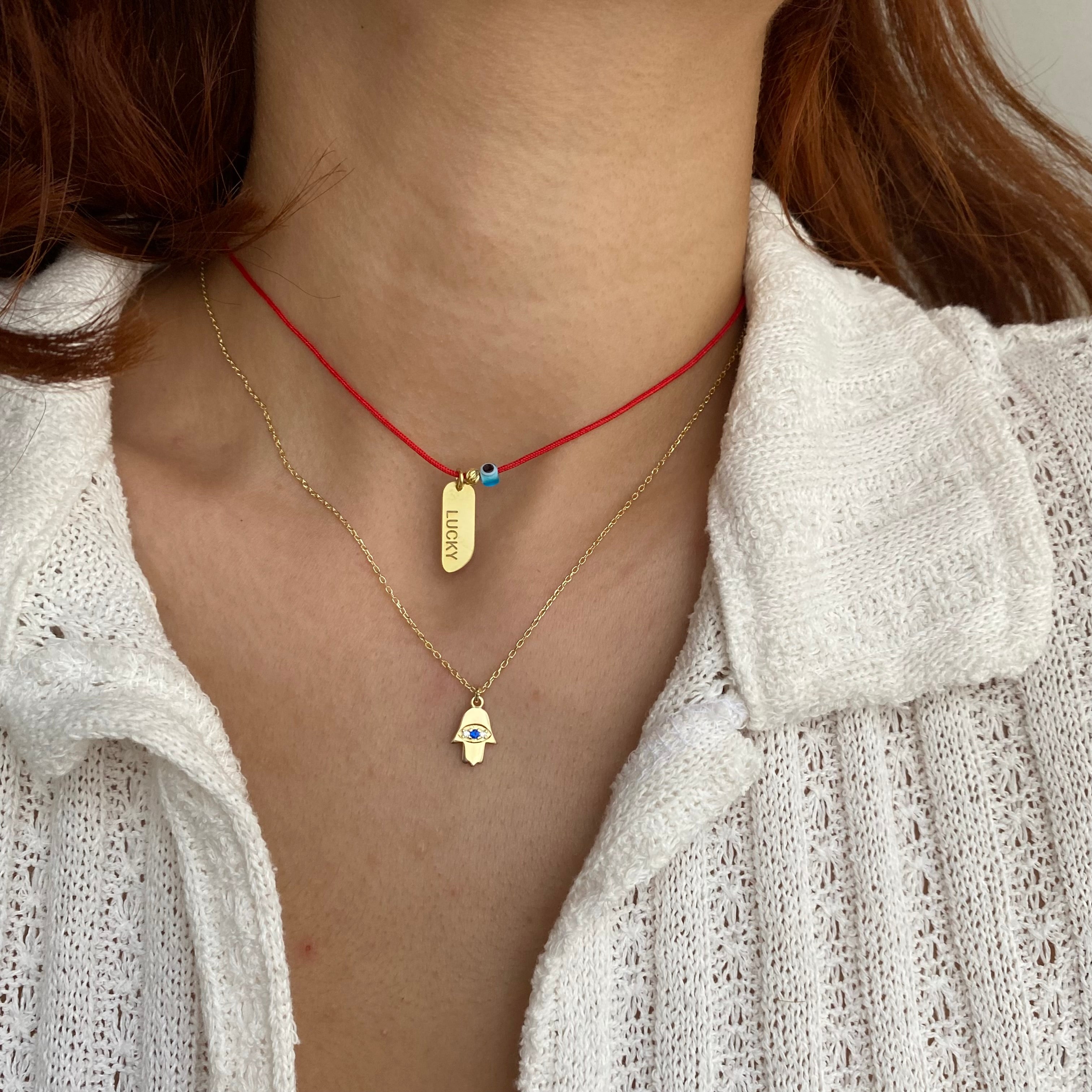 925 Ayar Gümüş | Mini Taşlı Hamsa Kolye