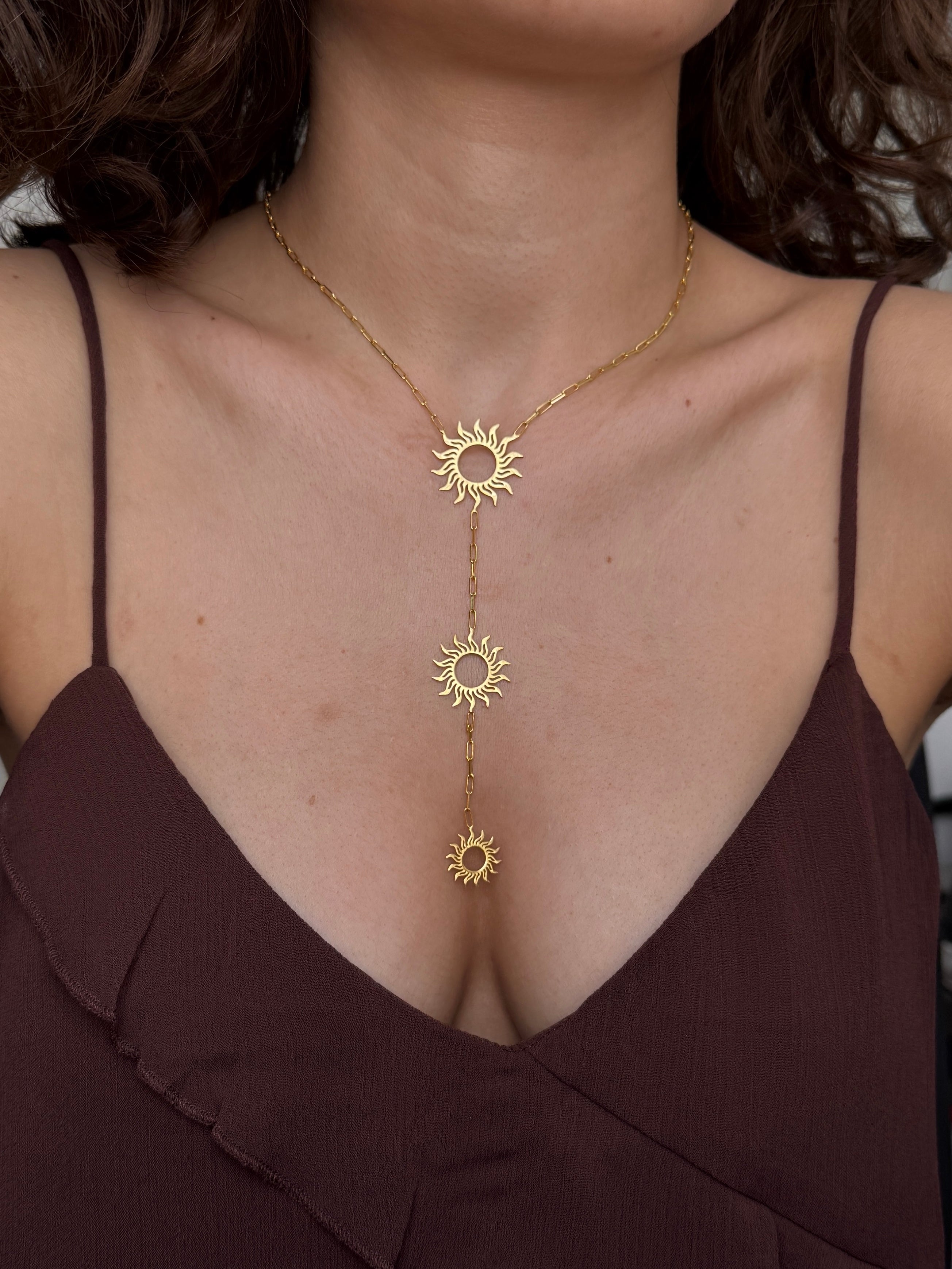 925 Gümüş Güneş Sembol Y Kolye