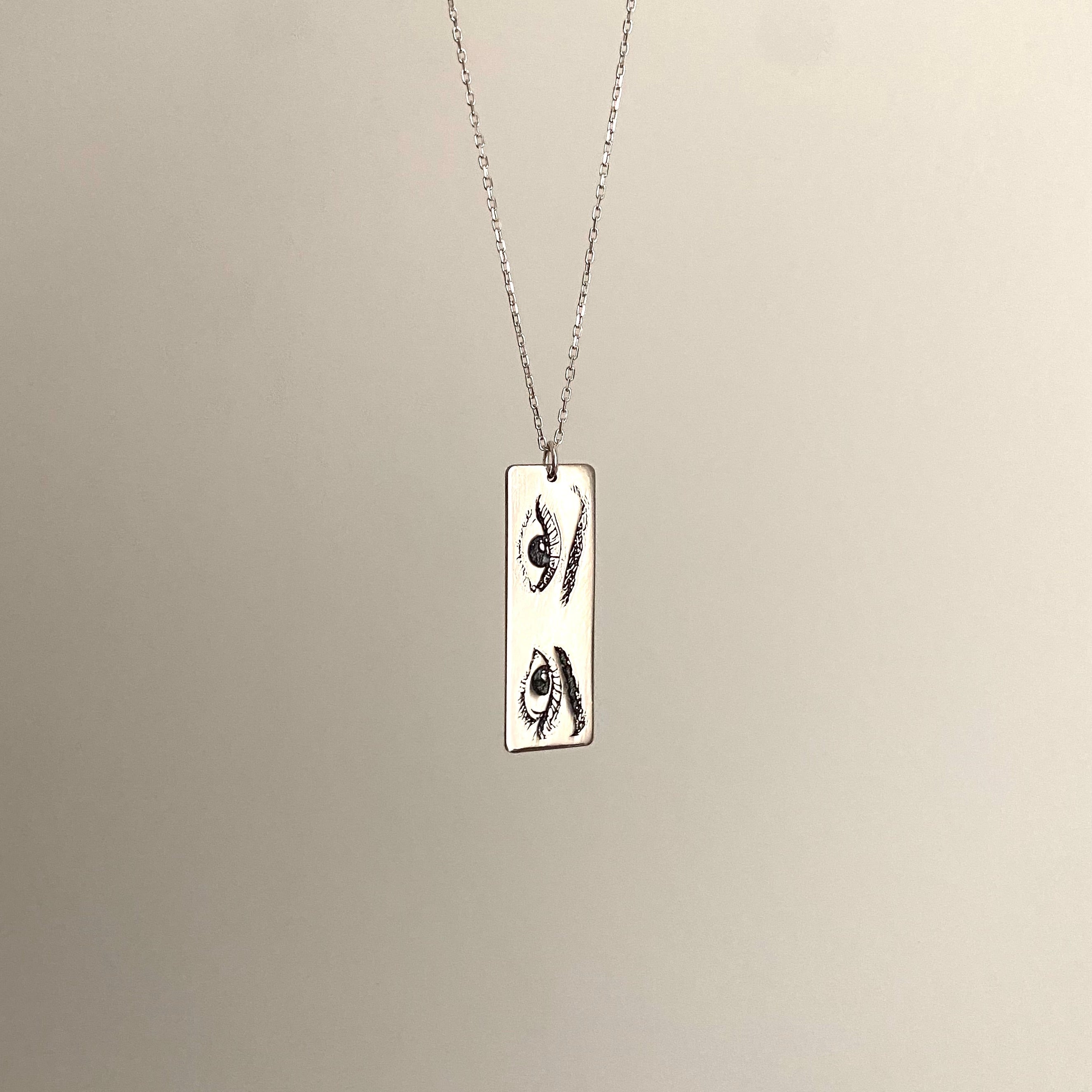 925 Gümüş Kişiye Özel Göz Çizim Kolye