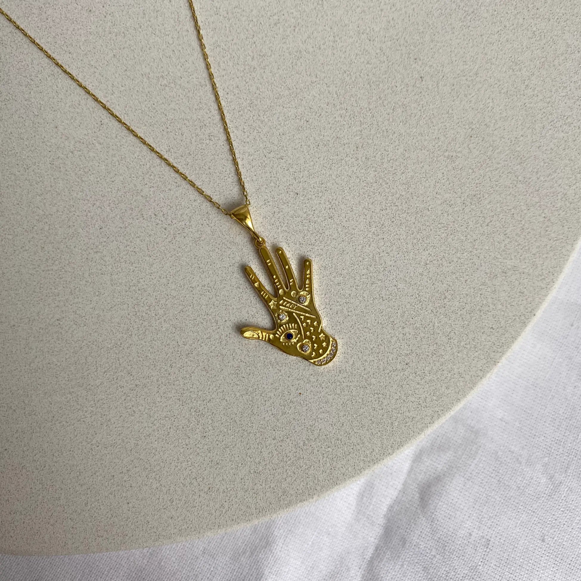 925 Ayar Gümüş | Motifli Taşlı El Kolye