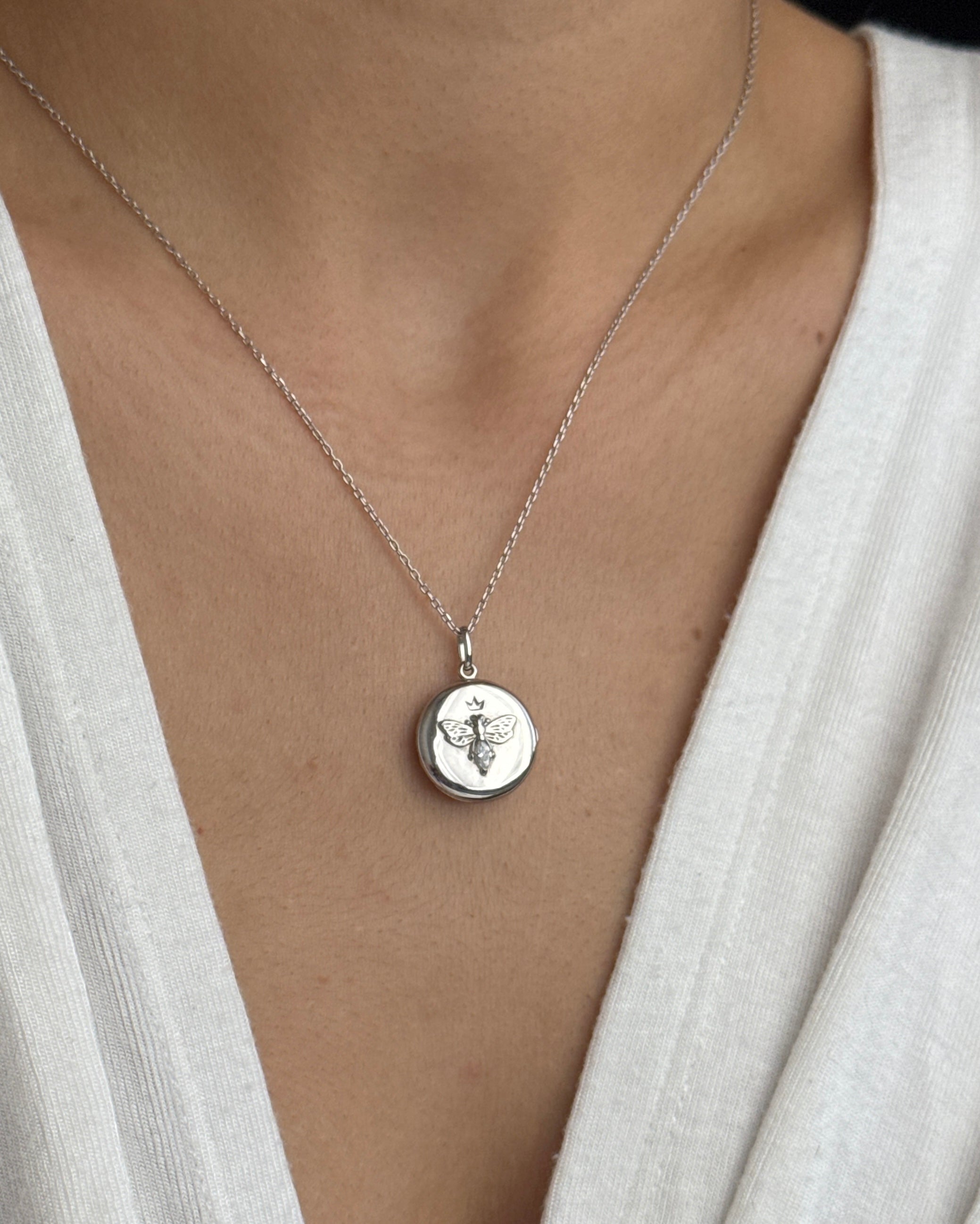 925| Şans Arılı Kapaklı Resim Kolye