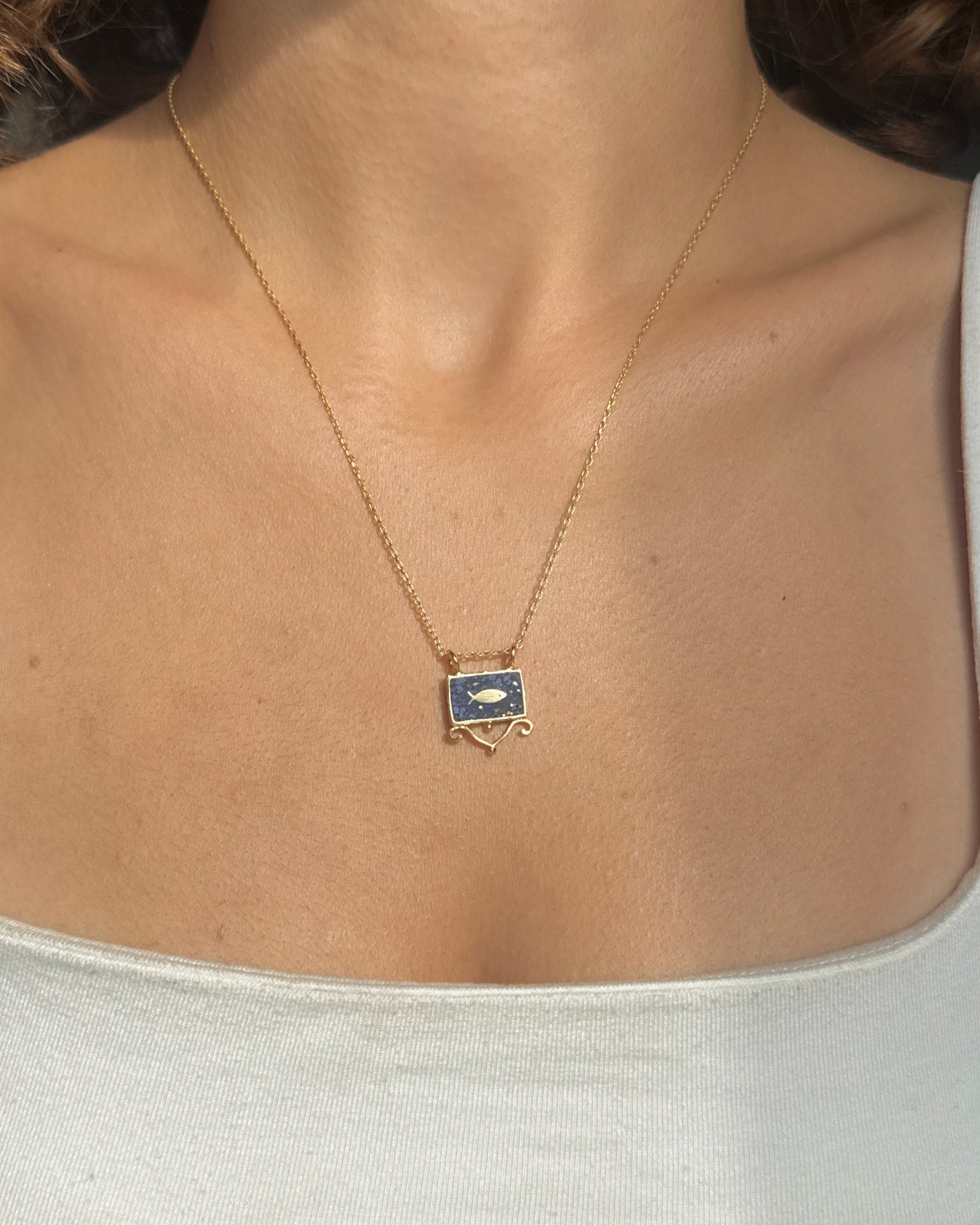 925 | Kesme Taş Balık Kolye