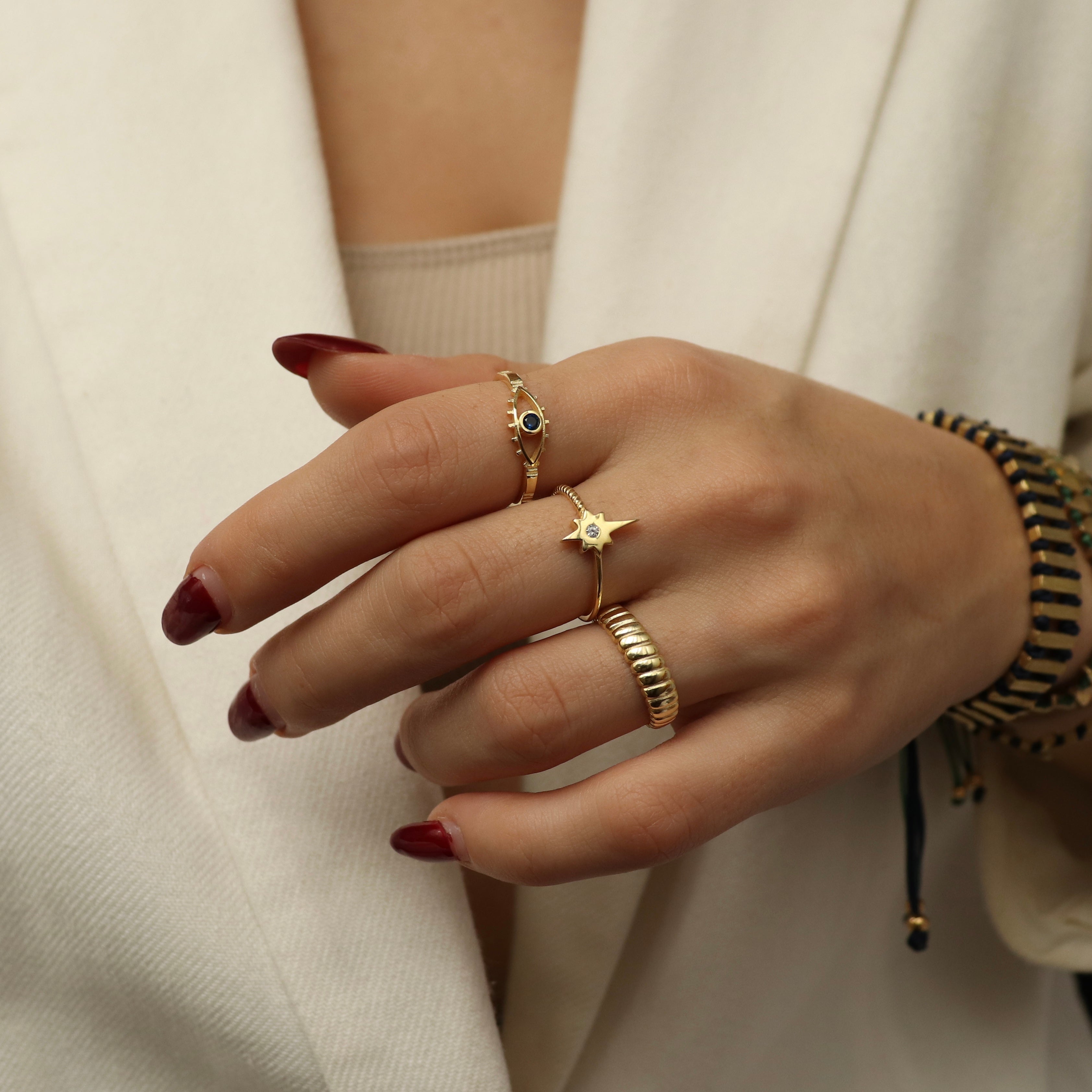 925 Ayar Gümüş | Mavi Taşlı Göz Yüzük