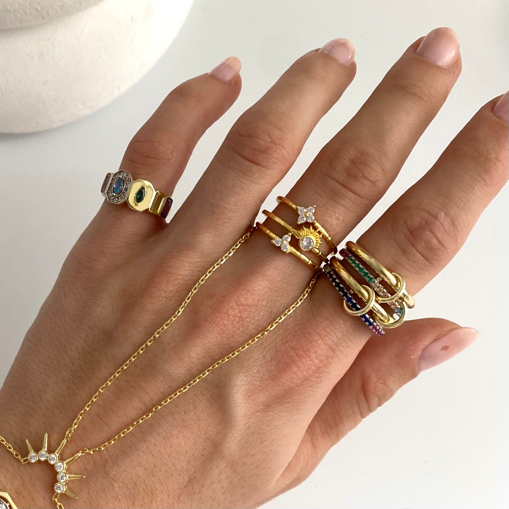 925 Gümüş Minimal Taşlı Yüzük (tek adet)