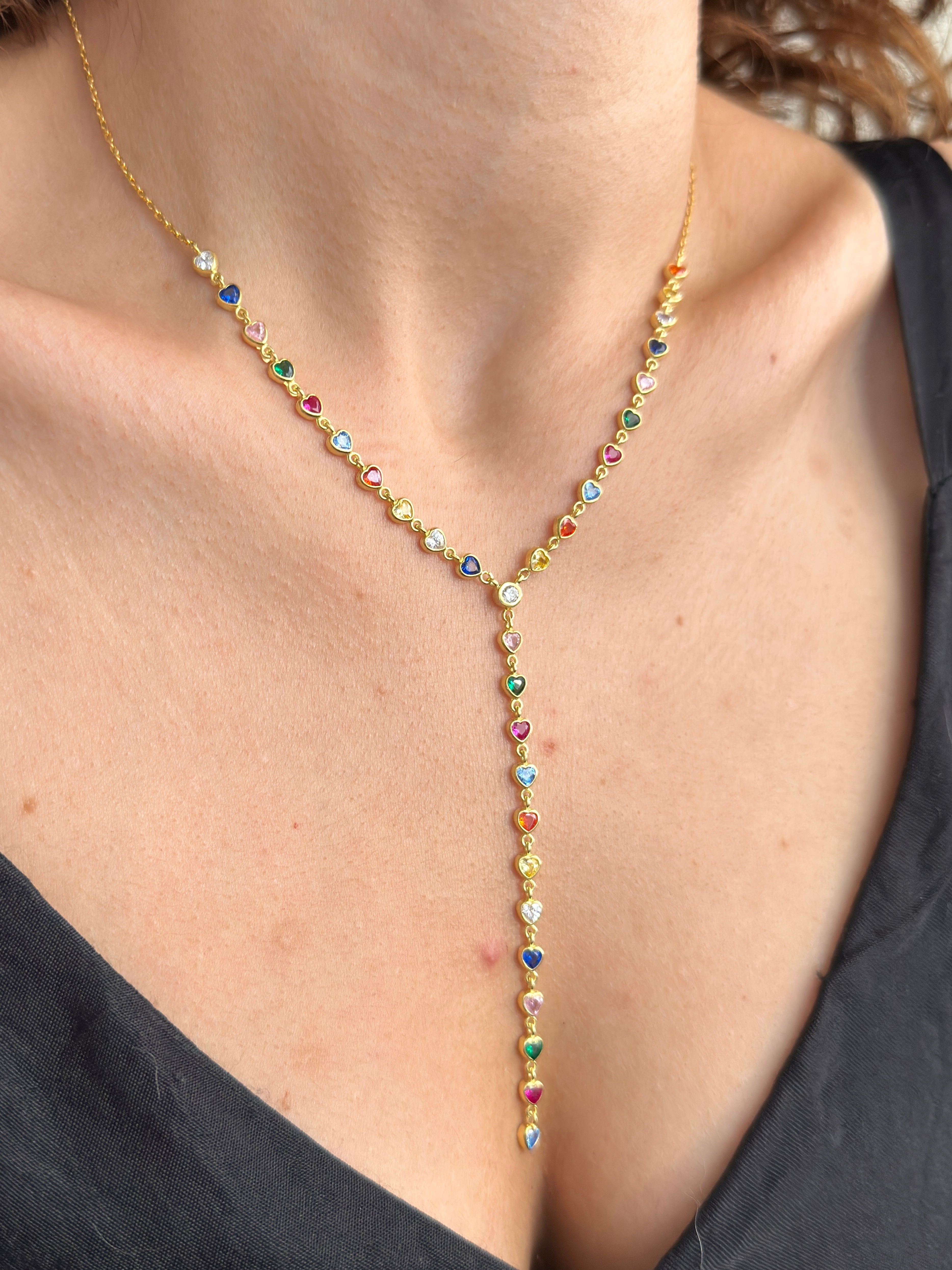 925 Gümüş Renkli Kalp Y Kolye