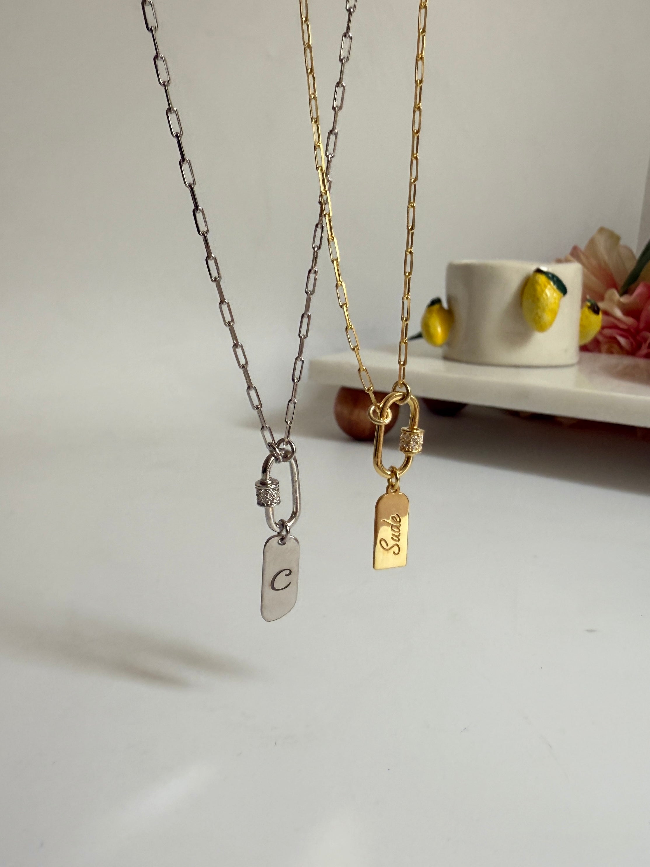 925 Ayar Gümüş Kilit Harf Kolye