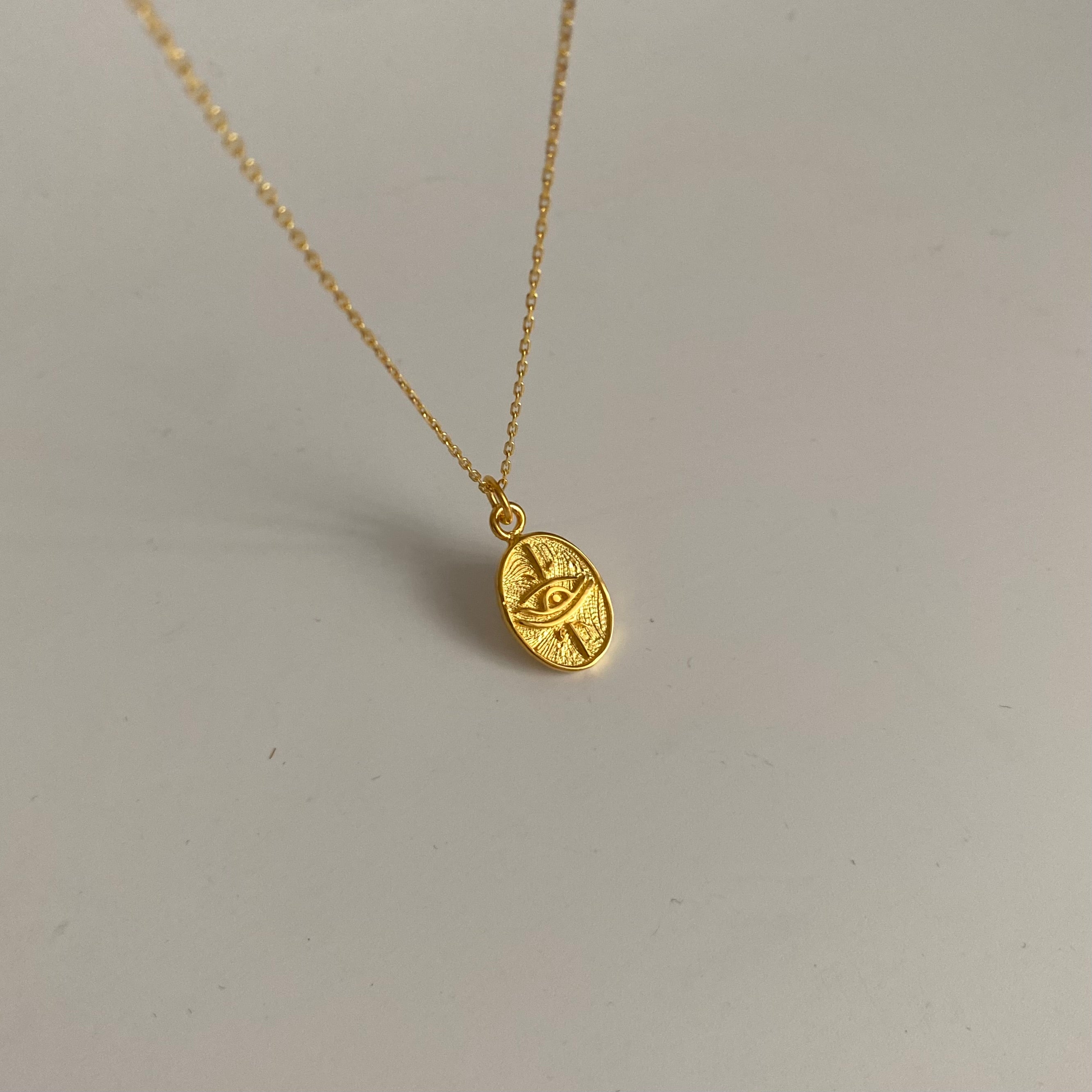 925 Gümüş Göz Motif Plaka Kolye