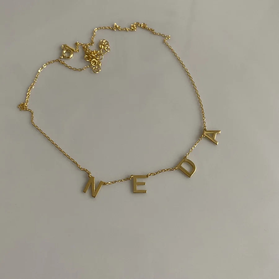 925 Ayar Gümüş | Sallantılı Boşluklu İsim Kolye